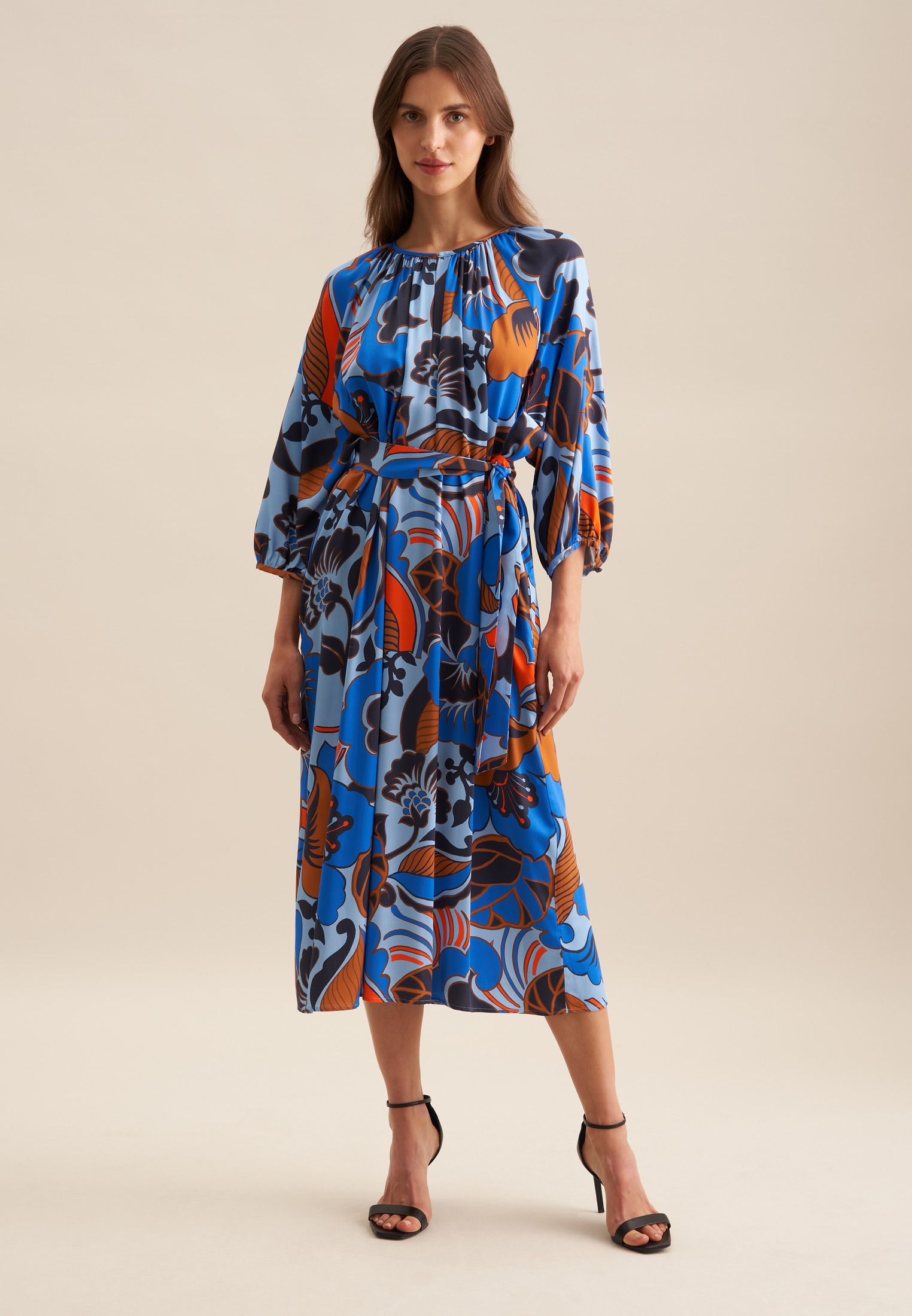 Image of seidensticker Sommerkleid "Schwarze Rose" 3/4 Rundhals Floral