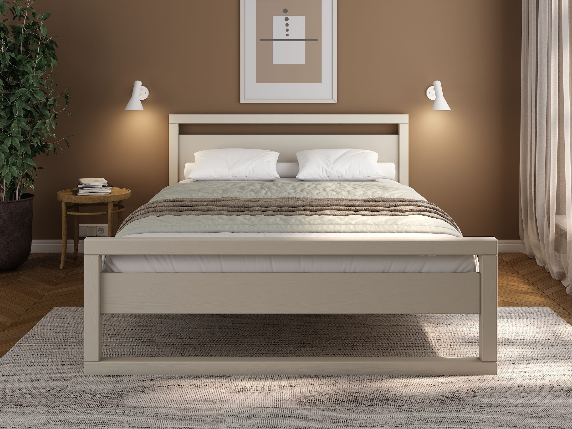 GOODproduct Lit en bois massif »Wellow , Kaschmir-Beige-Beige, Kiefer, inklusive Lattenrost« Nordique-moderne, supporte jusqu’à 180 kg, FSC® & Fabriqué en Europe