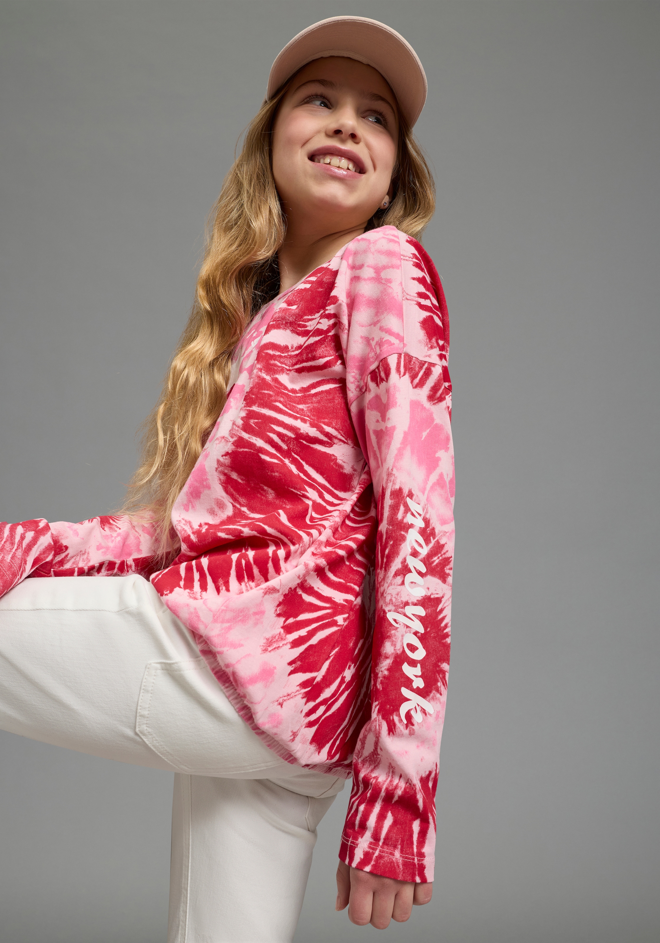 KIDSWORLD Fledermausshirt »Batik-Optik Shirt« Langarm,  mit Gummizug am Saum,  stylischer Aufdruck