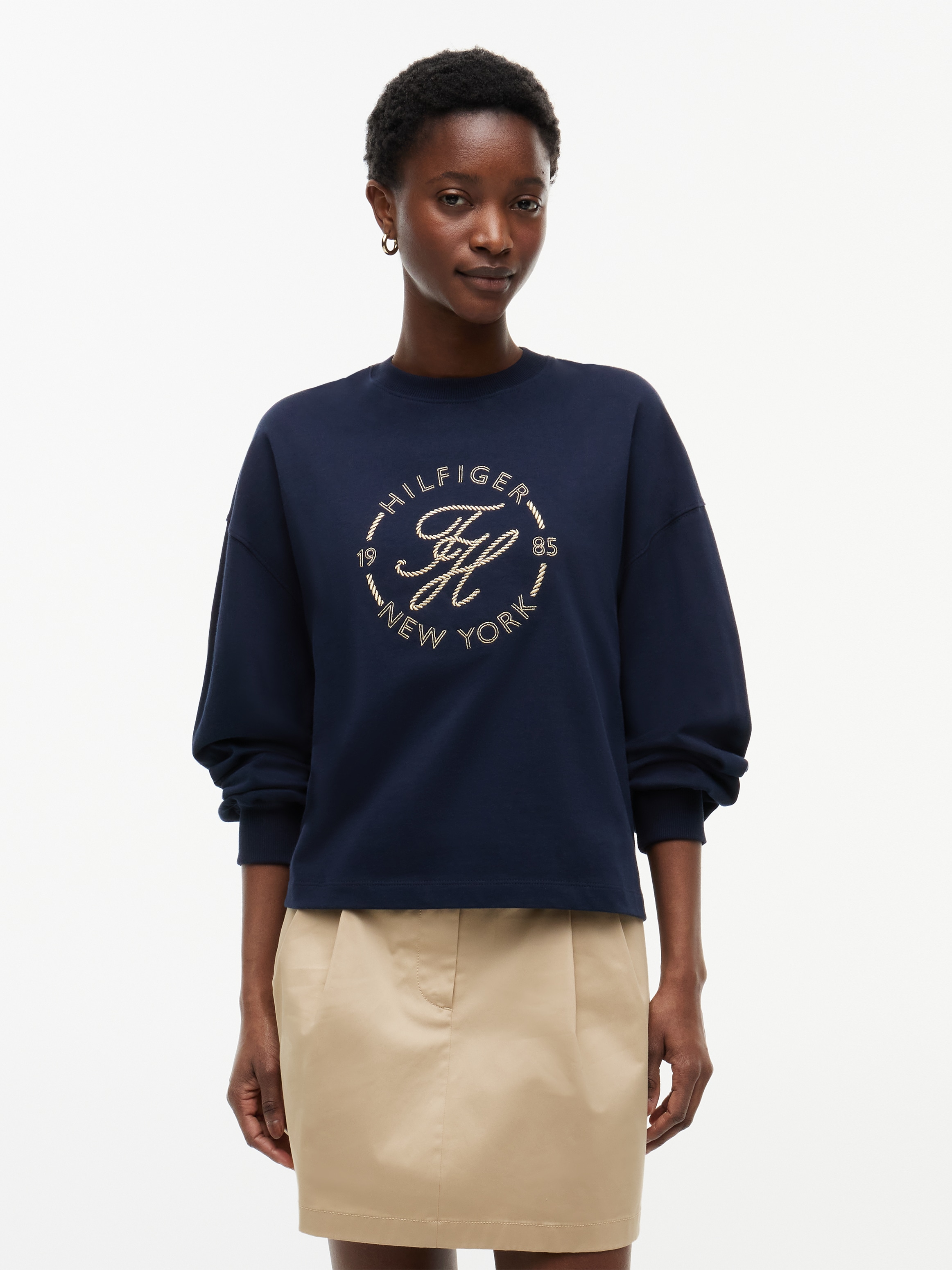 Image of Tommy Hilfiger Sweatshirt "TH ROUNDAL C-NK RLX LONGSLEEVE", Baumwolle, relaxed fit