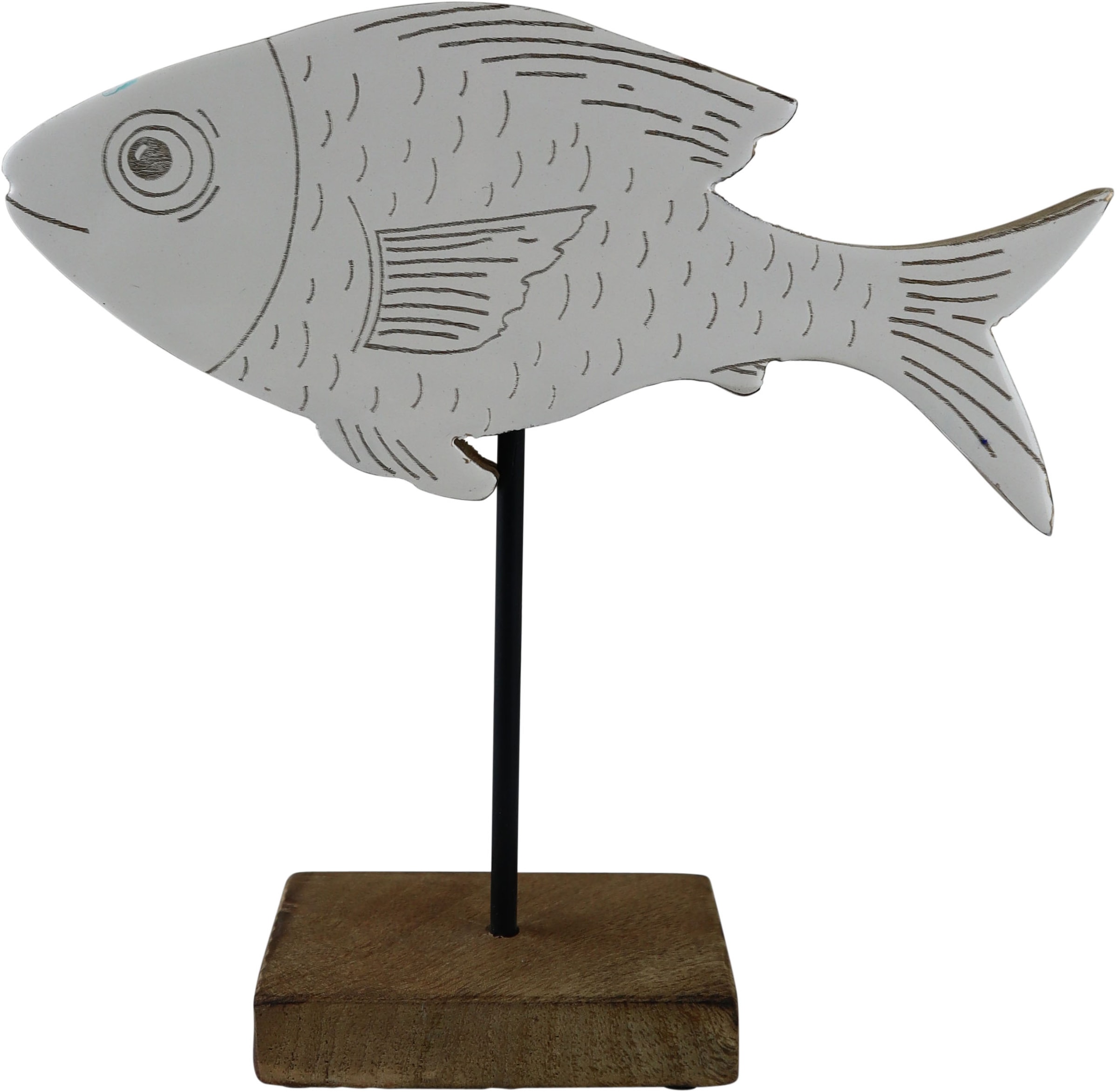 Image of AM Design Dekofigur "Fisch aus Mangoholz und Metall" Osterdekoration in zwei Grössen