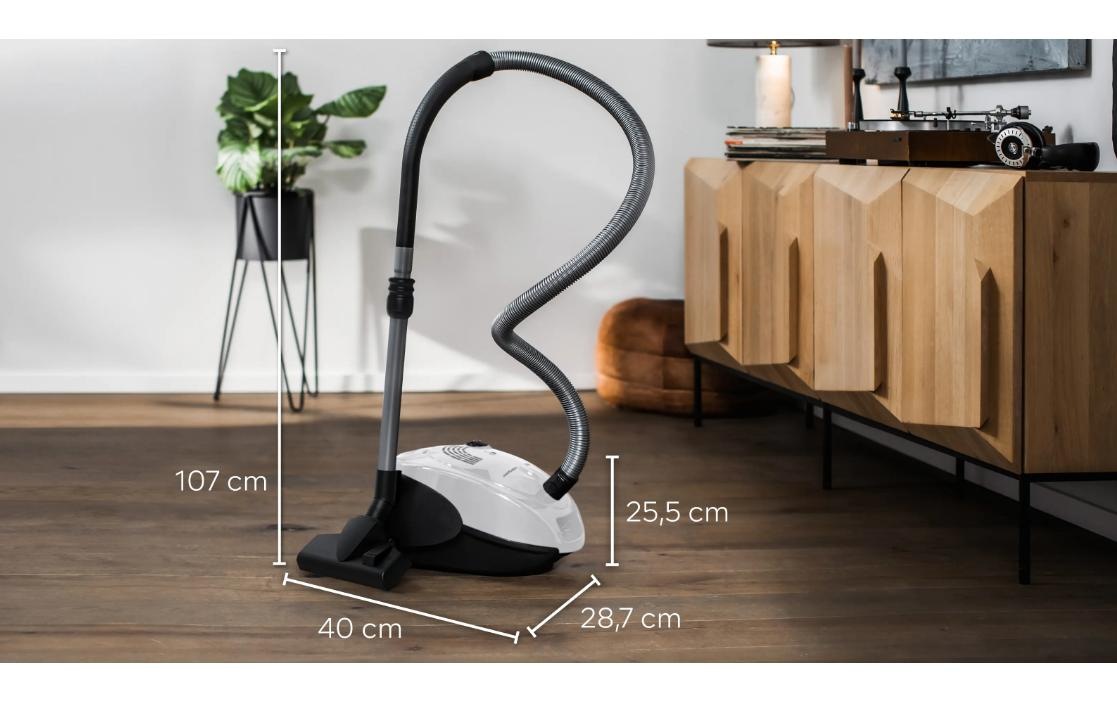 Image of SIEMENS Bodenstaubsauger "VS06WH1T, Made in Germany, Hygiene-Filter, kompakt, leicht" 850 W mit Beutel hohe Saugkraft, spezielle Hartbodendüse, integriertes Zubehör, weiss