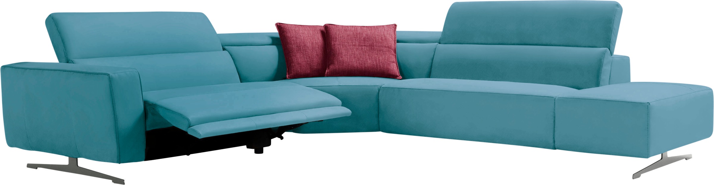 Egoitaliano Ecksofa »Stefanie-e, Designsofa der Extraklasse, bequem mit hohem Sitzkomfort«, mit Relaxfunktion und verstellbaren Kopfteilelementen