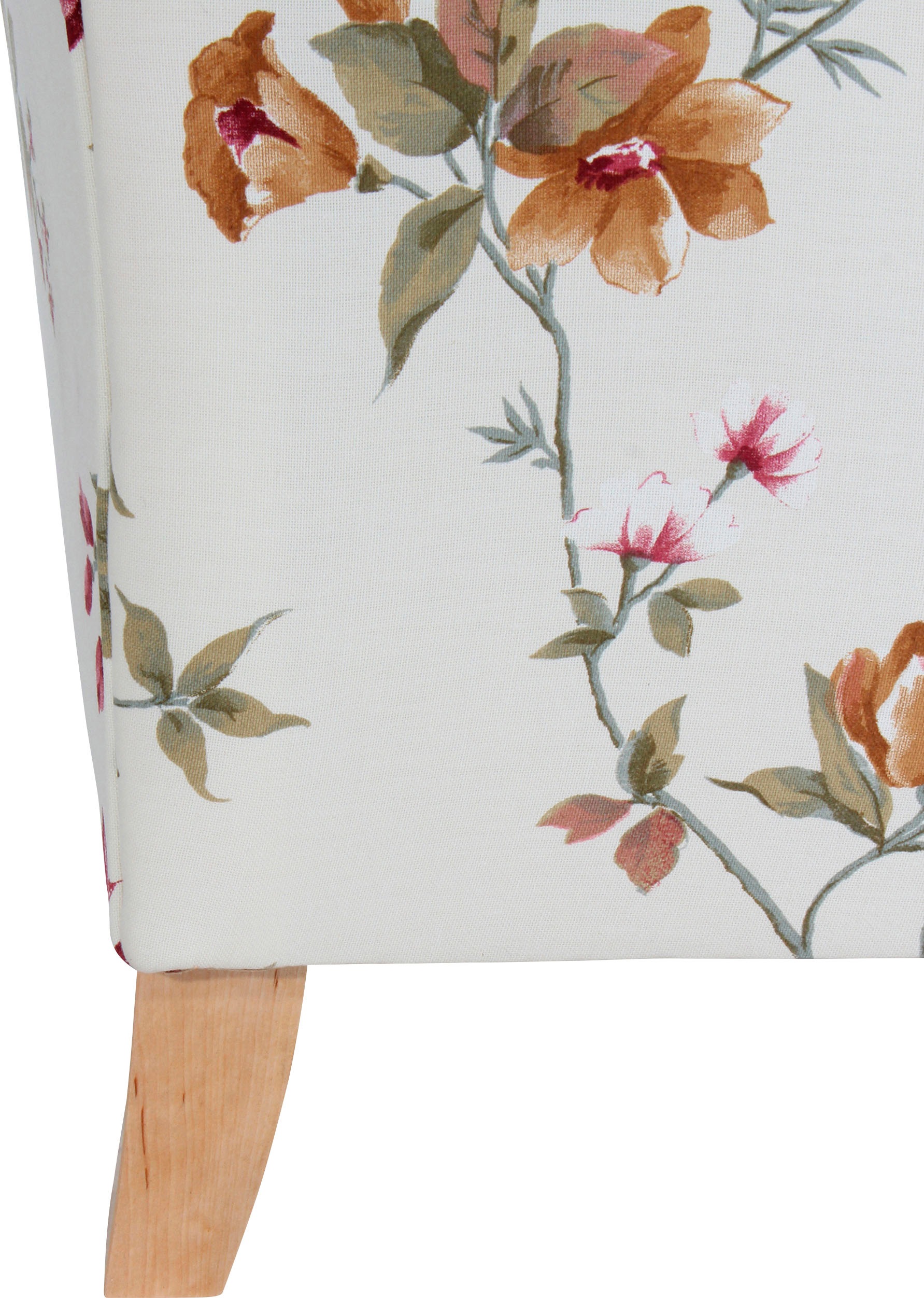 Max Winzer® Ohrensessel »Luke, Hochlehnsessel mit komfortablem Federkern«, mit Kederverzierung, mit Blumenmuster, floraler Bezug