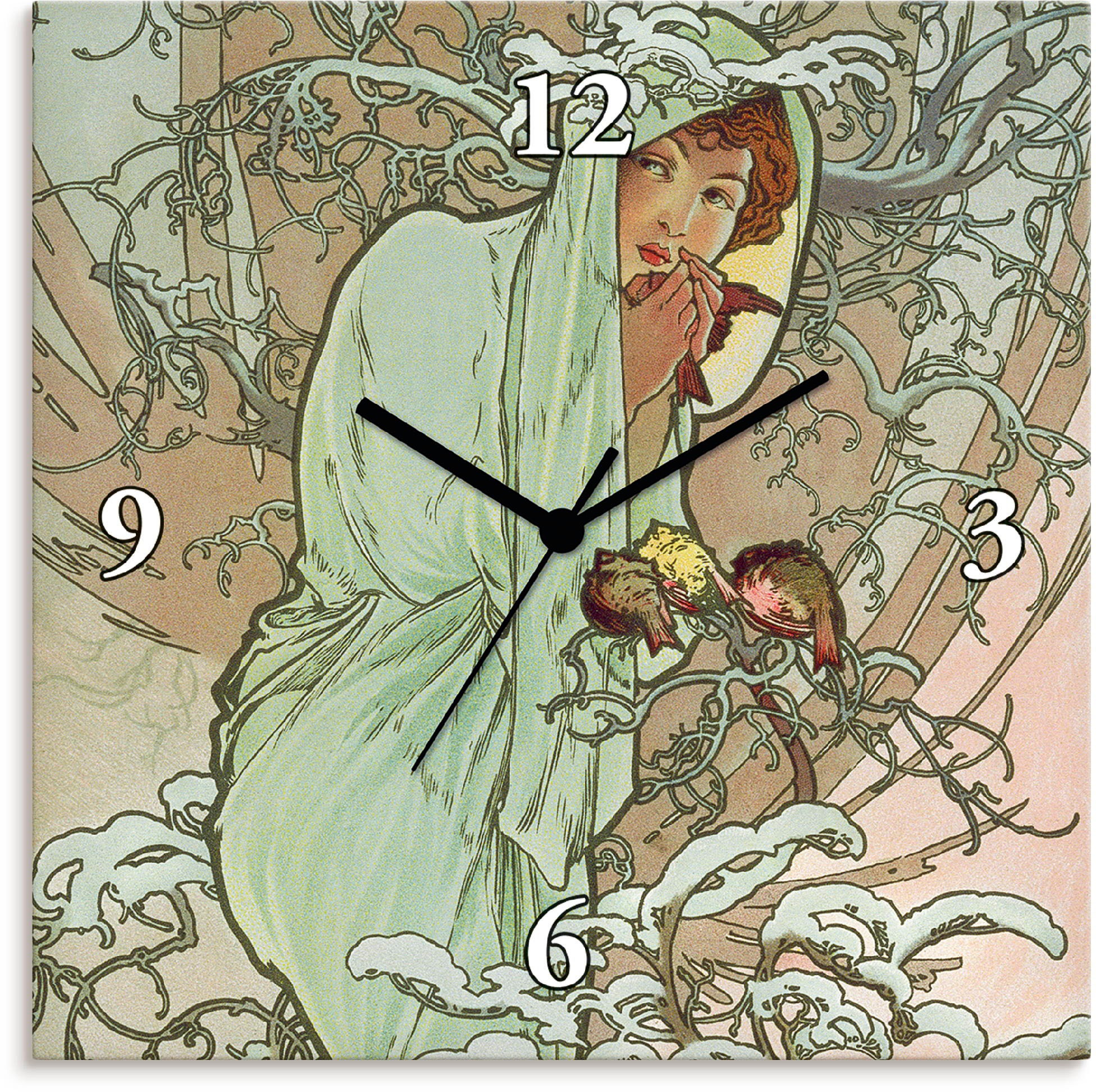 Image of Artland Wanduhr »Hiver (Winter), 1896«, lautlos, ohne Tickgeräusche, nicht tickend, geräuschlos - wählbar: Funkuhr o. Quarzuhr, moderne Uhr für Wohnzimmer, Küche etc. - Stil: modern bei Ackermann Versand Schweiz