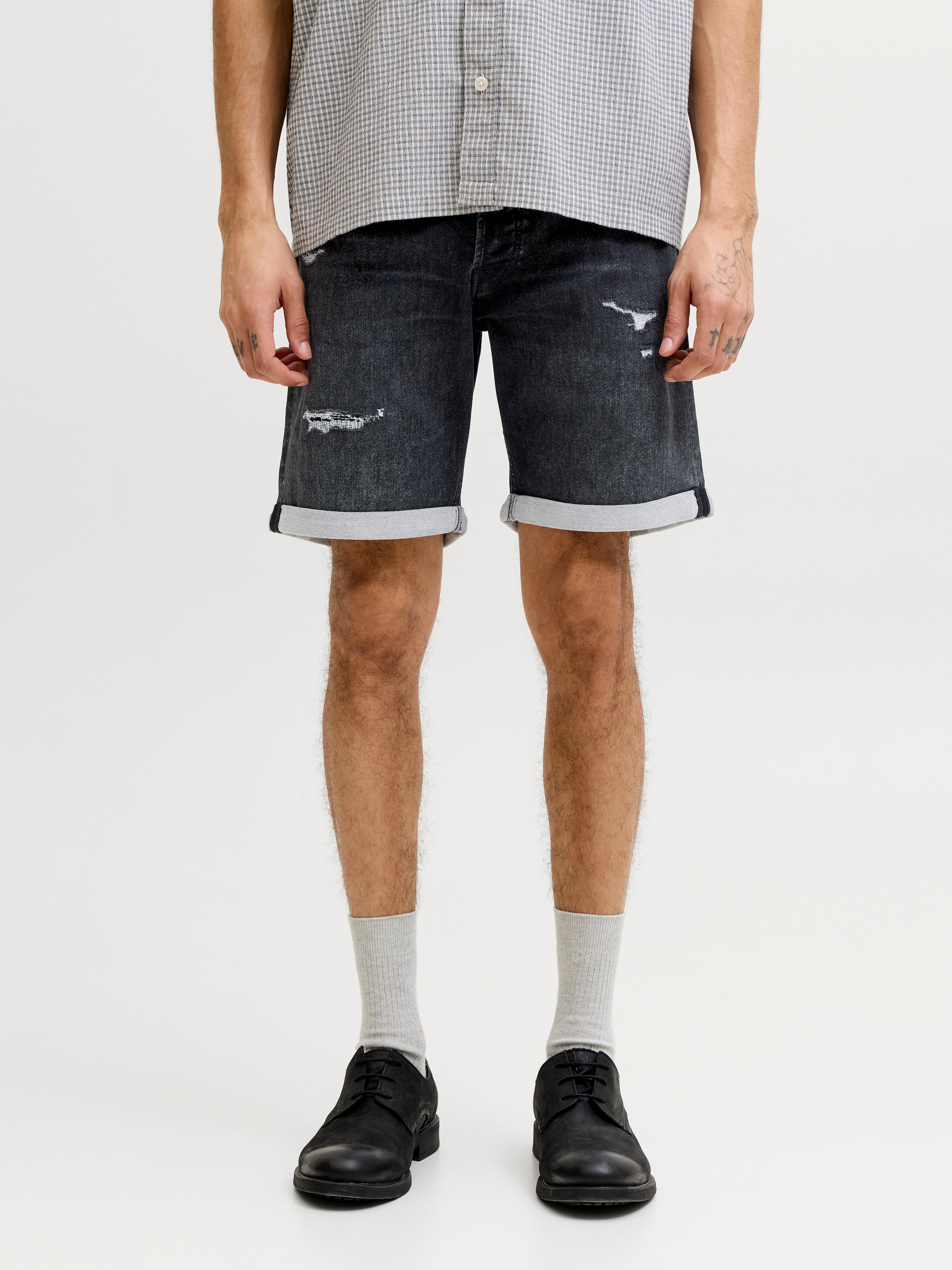Image of Jack & Jones Shorts "JJIRICK JJICON I.K. SHORTS GE 066 SN" Baumwollmischung mit Stretch, regular fit, Destroyed Effekte