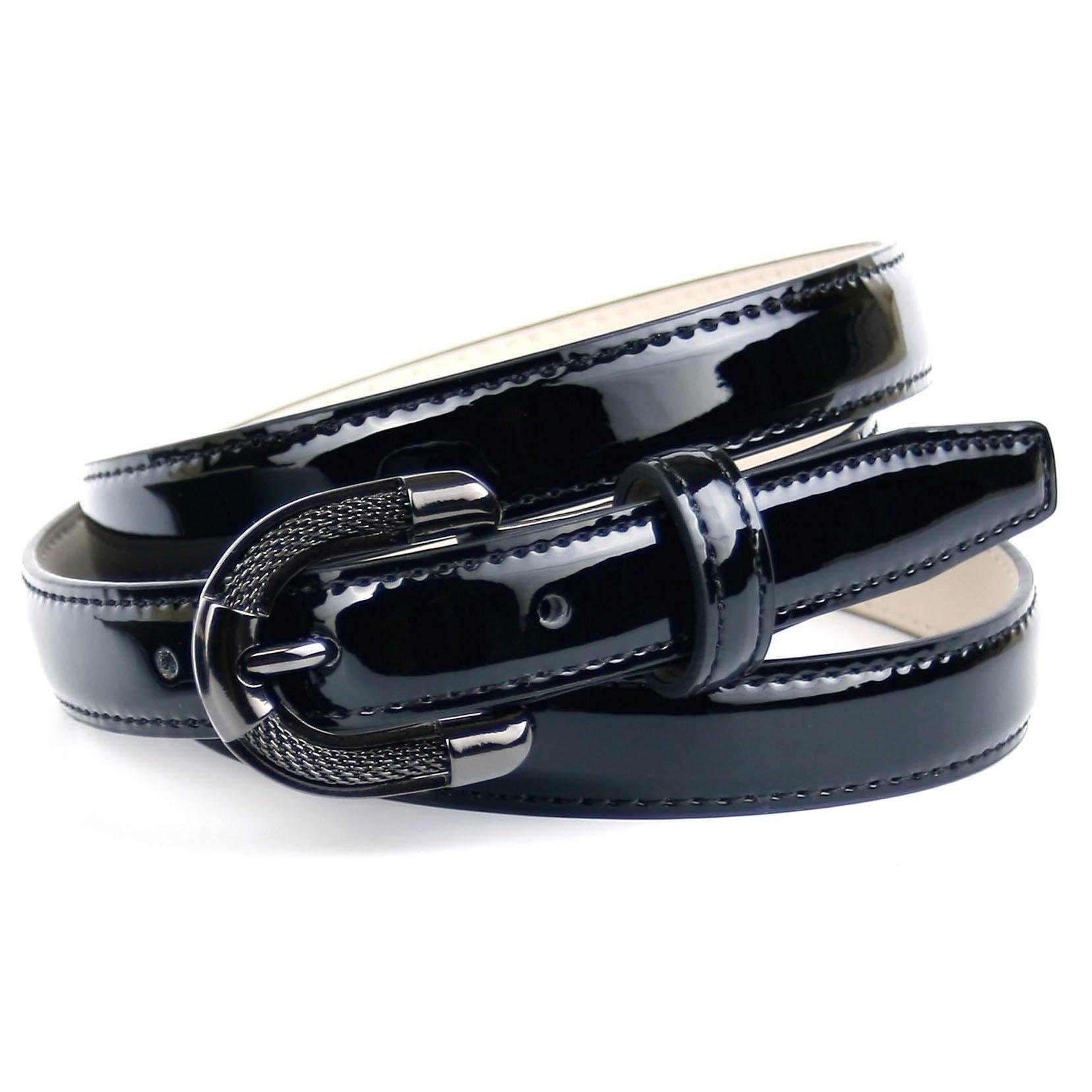 Image of Anthoni Crown Ledergürtel, Schmaler Lackledergürtel, dekorative Schliesse bei Ackermann Versand Schweiz