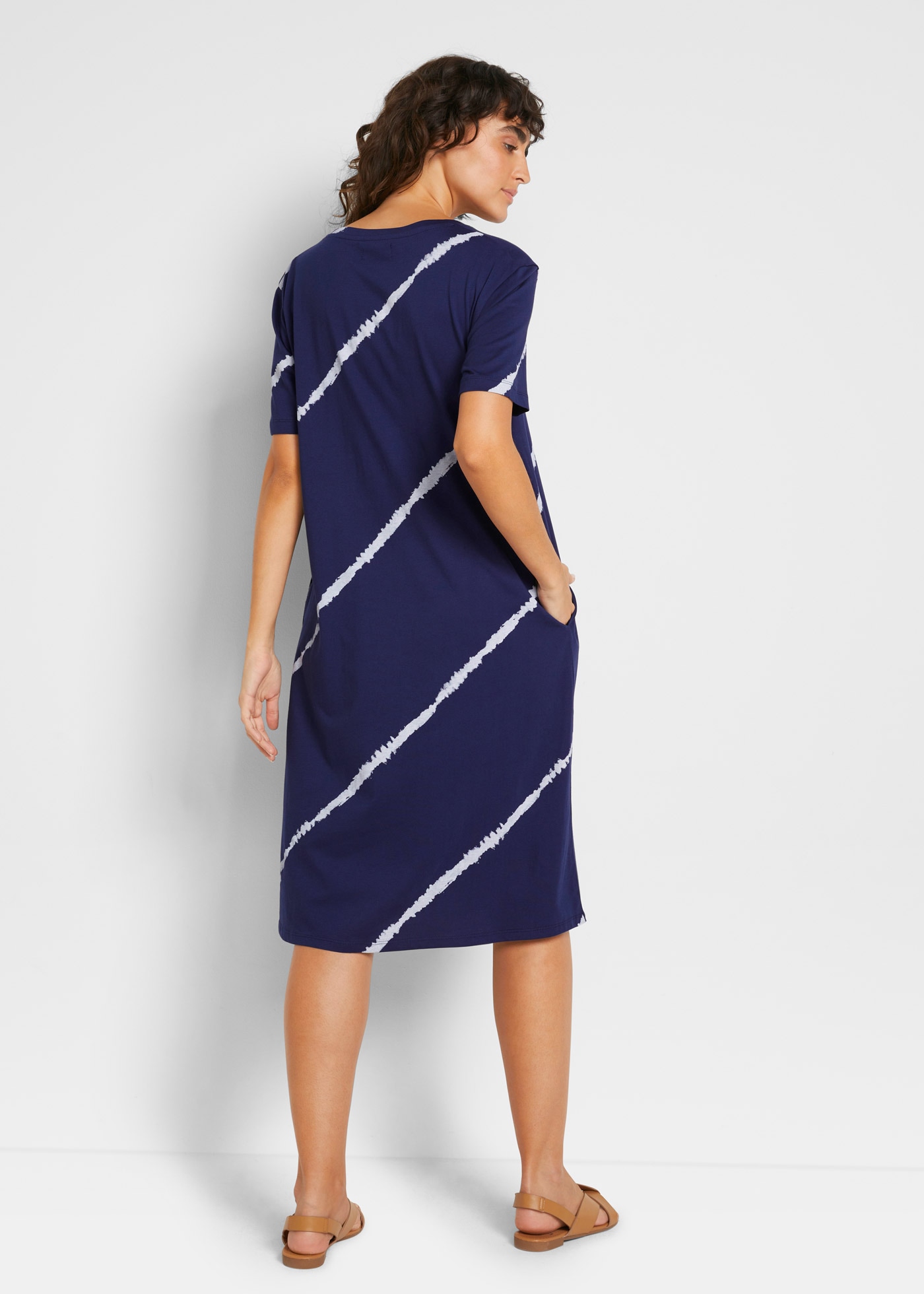 bonprix Jerseykleid für den Alltag, Kurzarm-Design, aus Baumwolle, in A-Linie