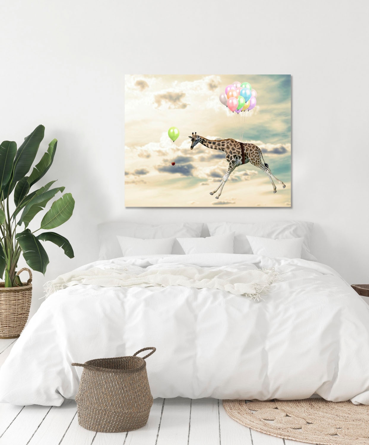 queence Tableau en verre acrylique »fliegende Giraffe« Fine Art-Print in Galeriequalität