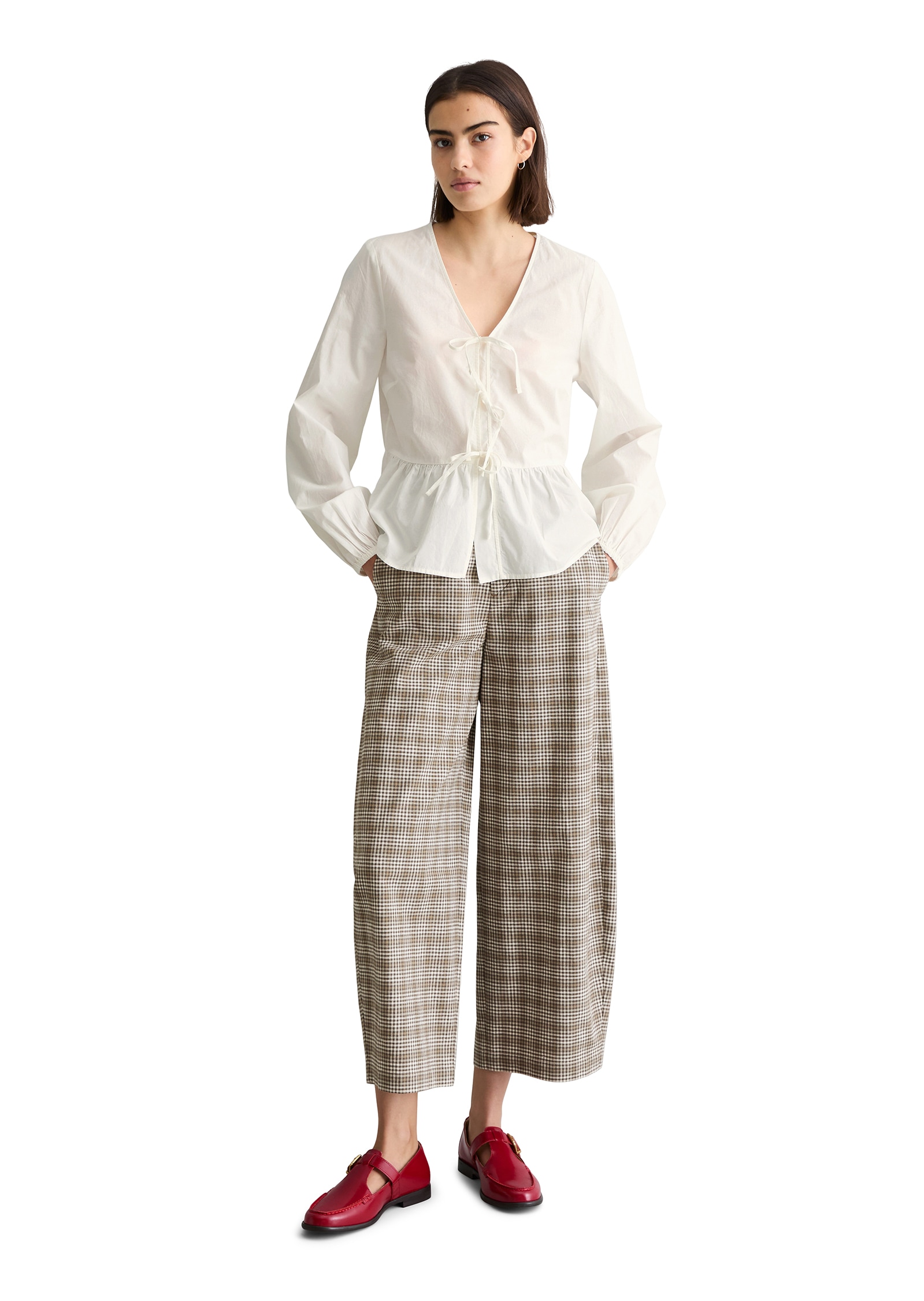 Marc O'Polo DENIM Blouse à manches longues Schleifendetails relaxed fit aus reiner Bio-Baumwolle