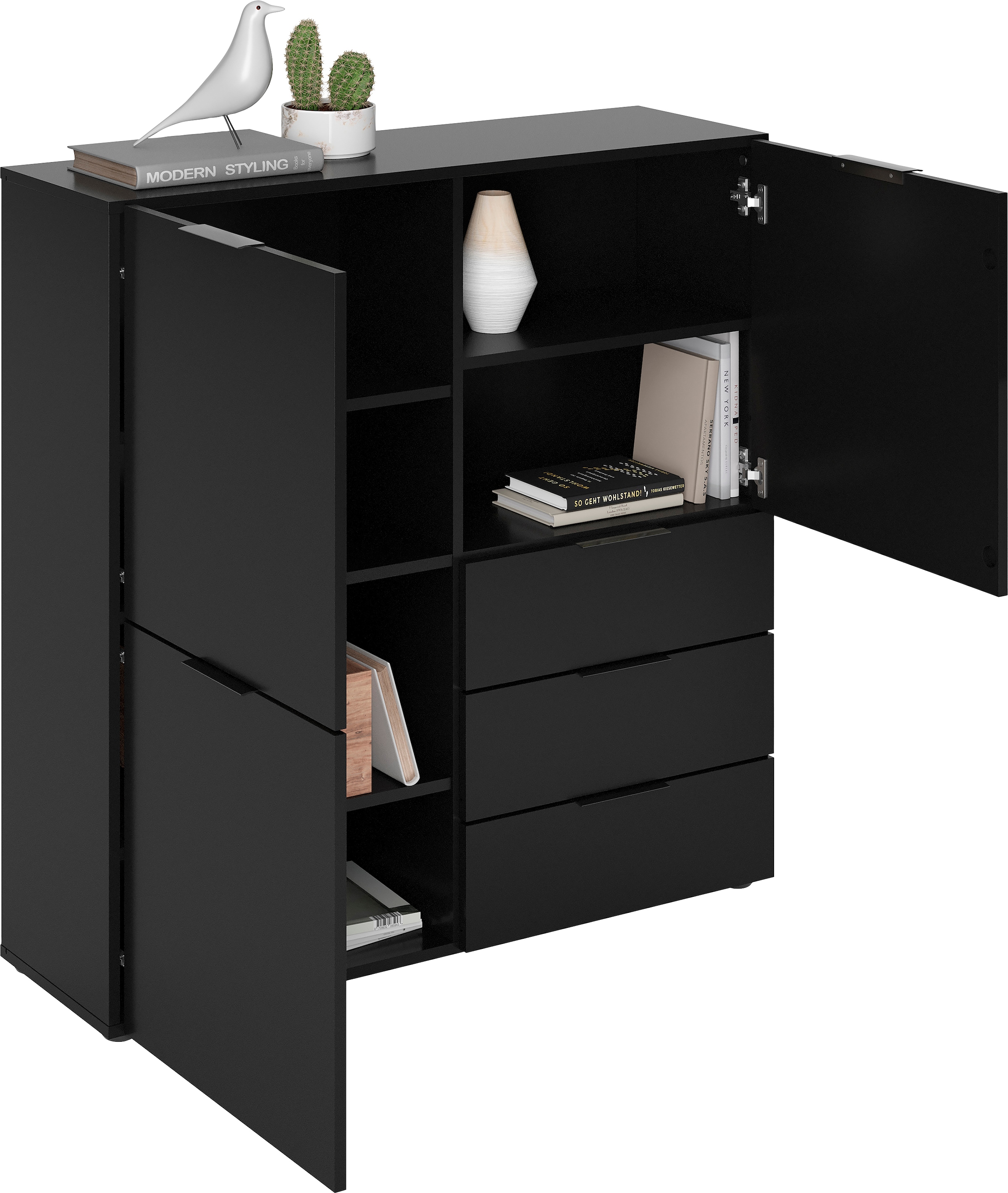 FMD Commode »Dark« mit 3 Schubladen, verstellbare Einlegeböden, Breite ca. 99 cm