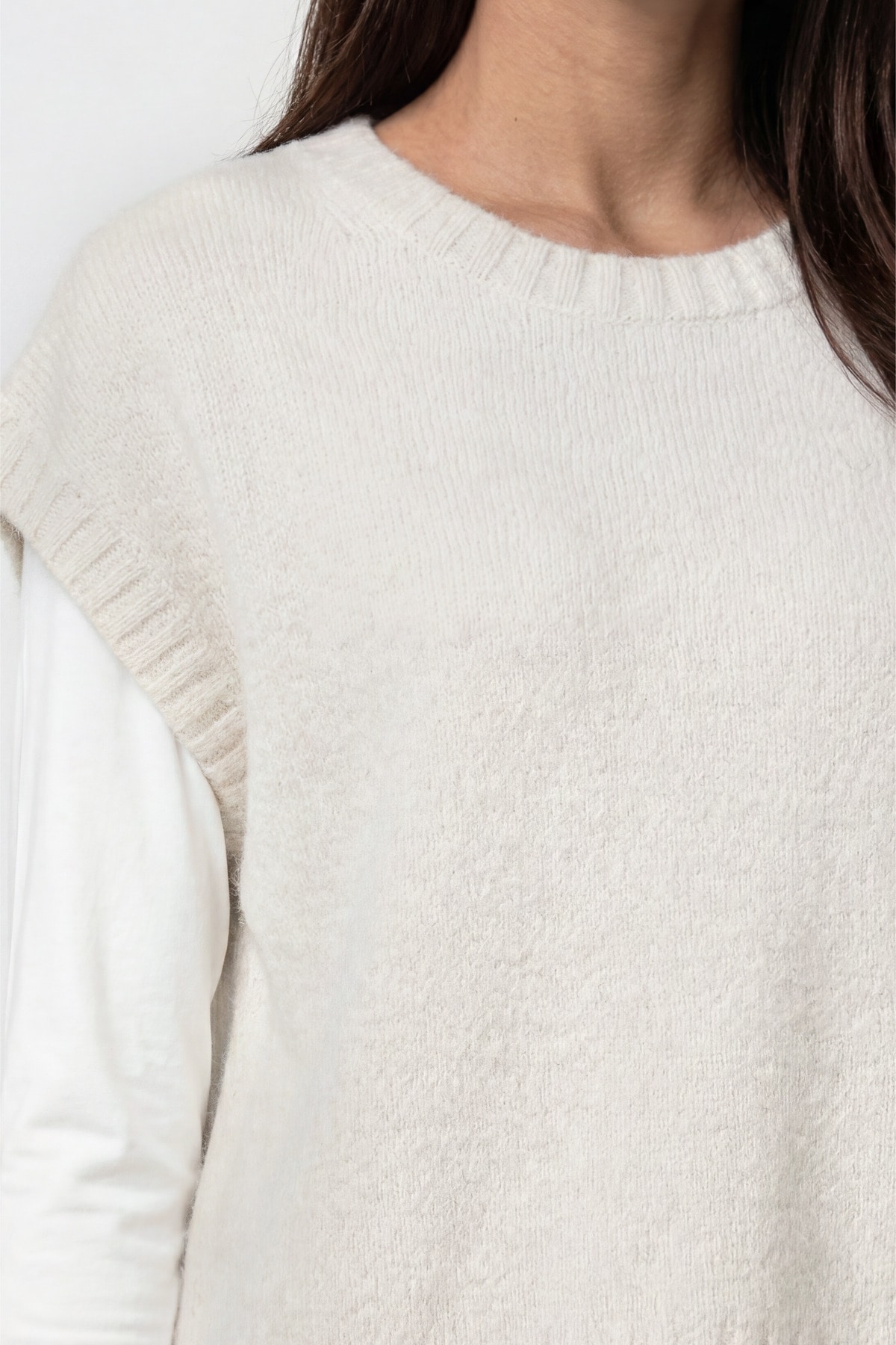 Monari Pull-over »Pullunder Lurex« Coupe régulière avec ceinture en tricot