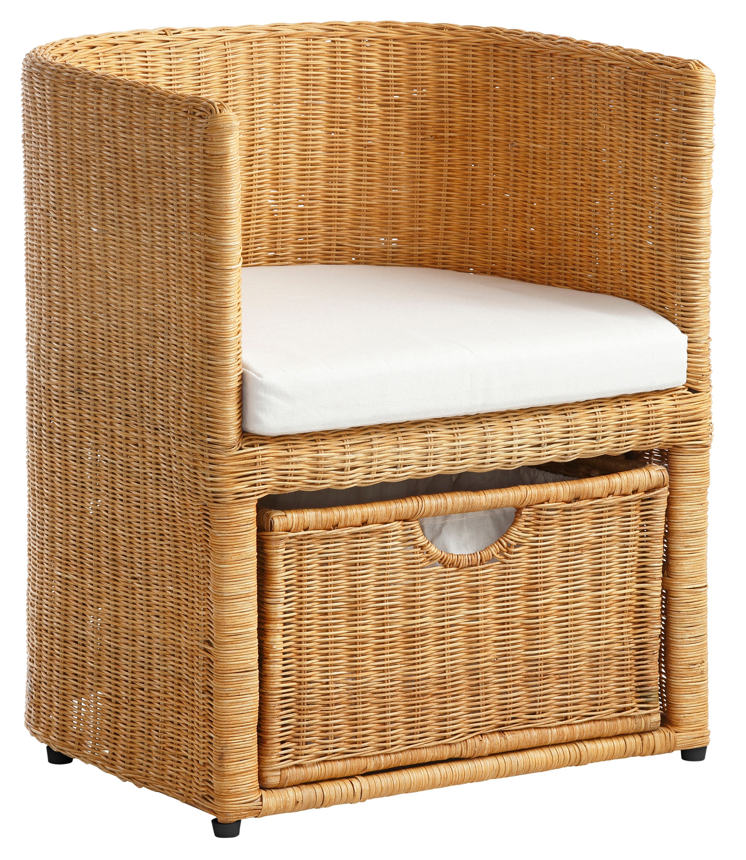 Image of Home affaire Rattanstuhl »Blaxton«, inklusive eines Korbes und eines Sitzkissens, aus Rattangeflecht, Breite 56 cm bei Ackermann Versand Schweiz