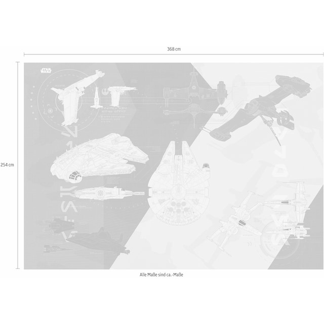 Modische Komar Fototapete »Star Wars – Technical Plan«, 368x254 cm (Breite  x Höhe), inklusive Kleister versandkostenfrei - ohne Mindestbestellwert  kaufen
