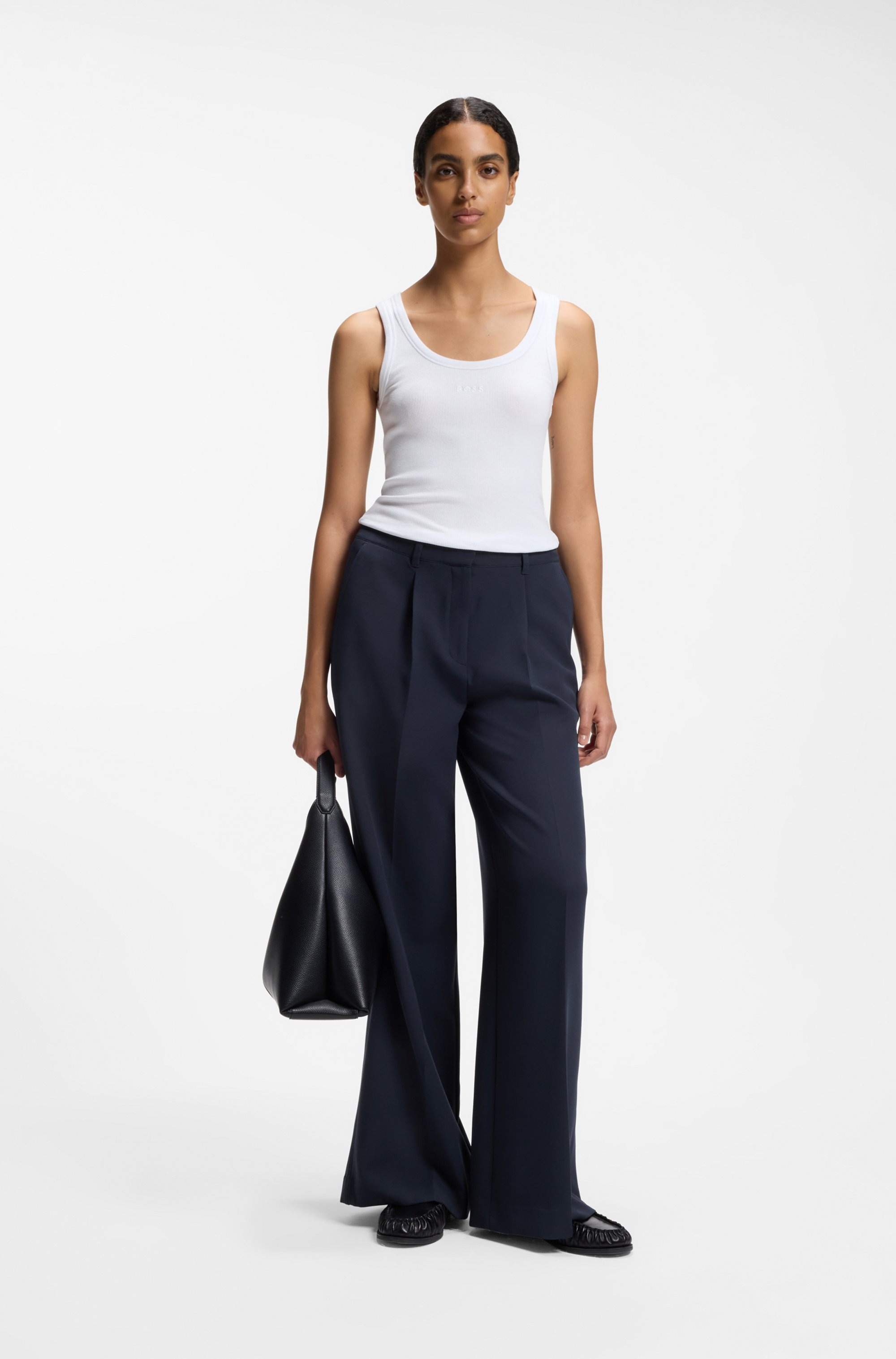 BOSS ORANGE Anzughose »Tiwi Premium Damenmode«  Wide Leg mit Bügelfalte