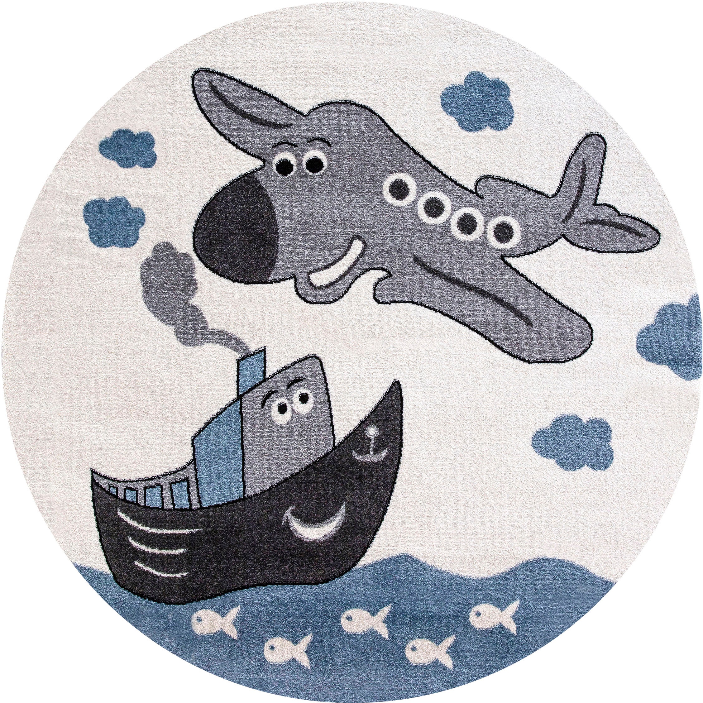 Image of Festival Kinderteppich »Candy 151«, rund, 11 mm Höhe, Motiv Flugzeug bei Ackermann Versand Schweiz