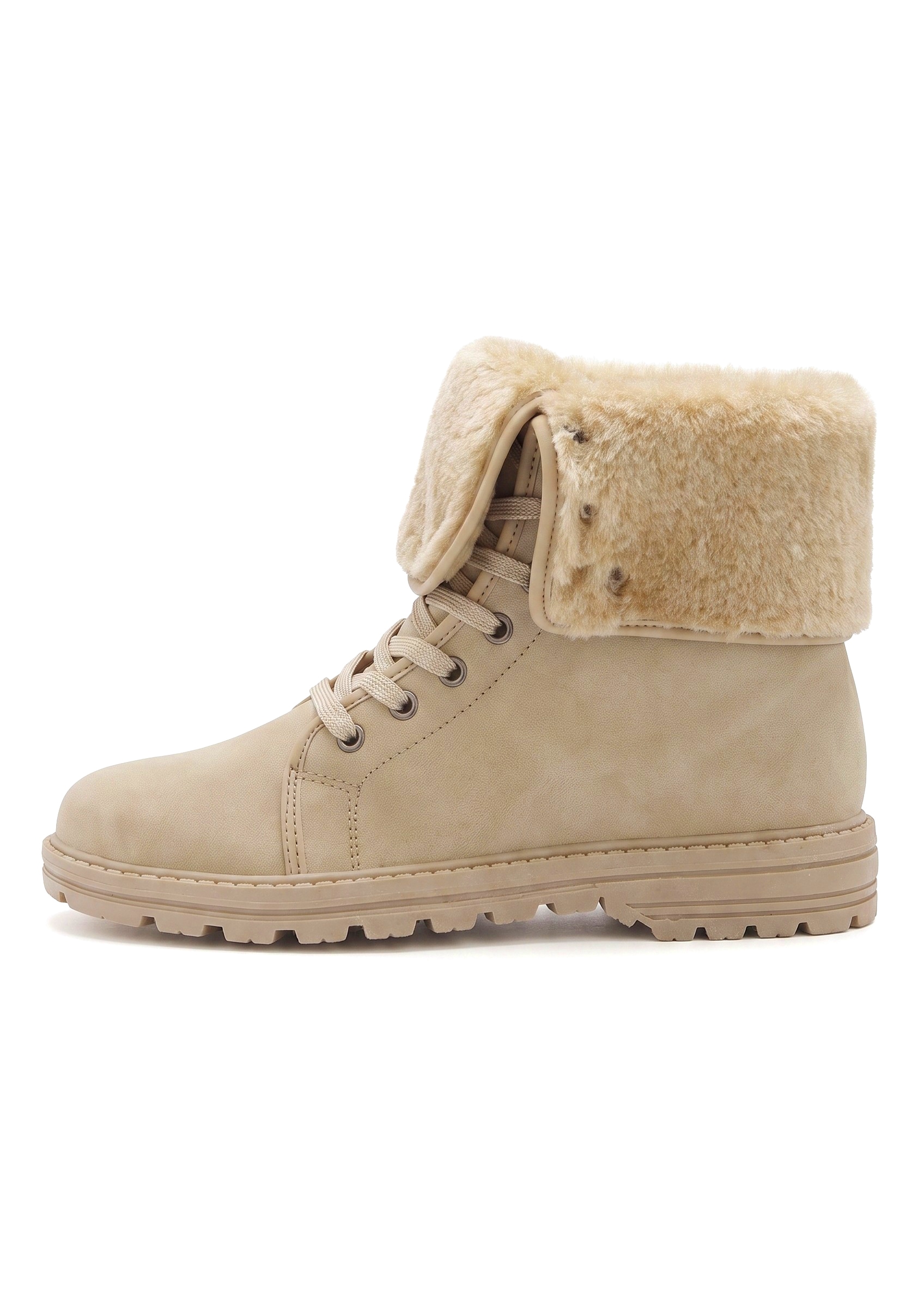 LASCANA Stiefelette »Boots, Stiefel,«  NEU mit Fellimitat-Applikation in 2 Schafthöhen tragbar VEGAN