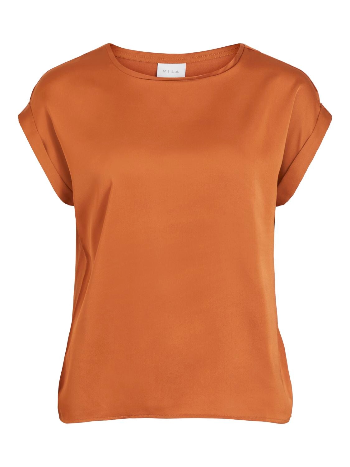 Vila Kurzarmshirt »VIELLETTE S/S SATIN TOP - NOOS«, Satin Optik