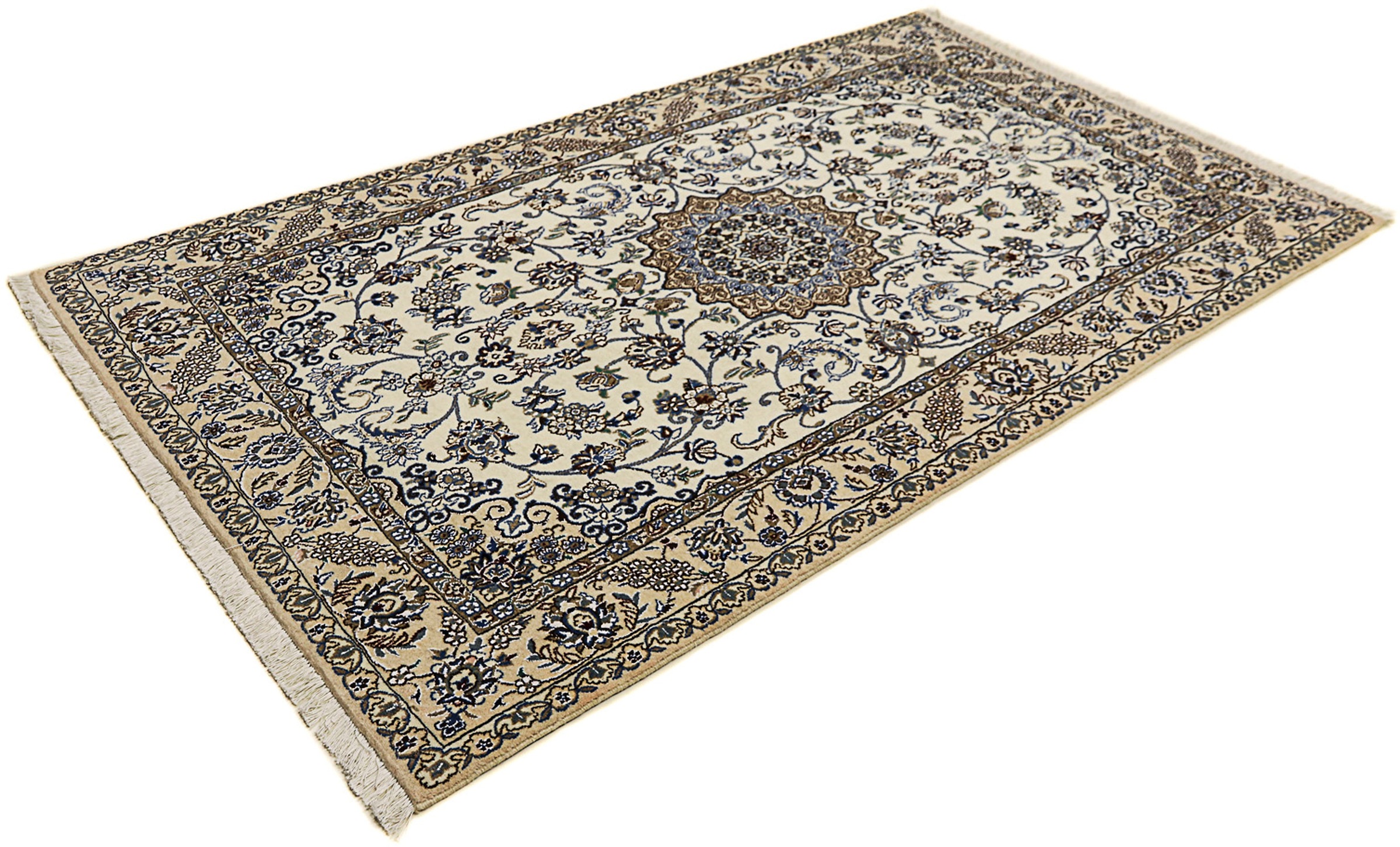 Image of morgenland Orientteppich »Perser - Nain - Royal - 215 x 126 cm - beige«, rechteckig, 10 mm Höhe, Wohnzimmer, Handgeknüpft, Einzelstück mit Zertifikat bei Ackermann Versand Schweiz