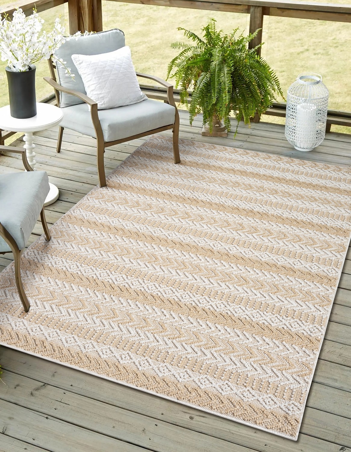 Image of Myflair Möbel & Accessoires Teppich "Piazza, LAGERRÄUMUNG" rechteckig 8 mm Höhe modernes Design, gestreift, In & Outdoor geeignet, Balkon, Terrasse