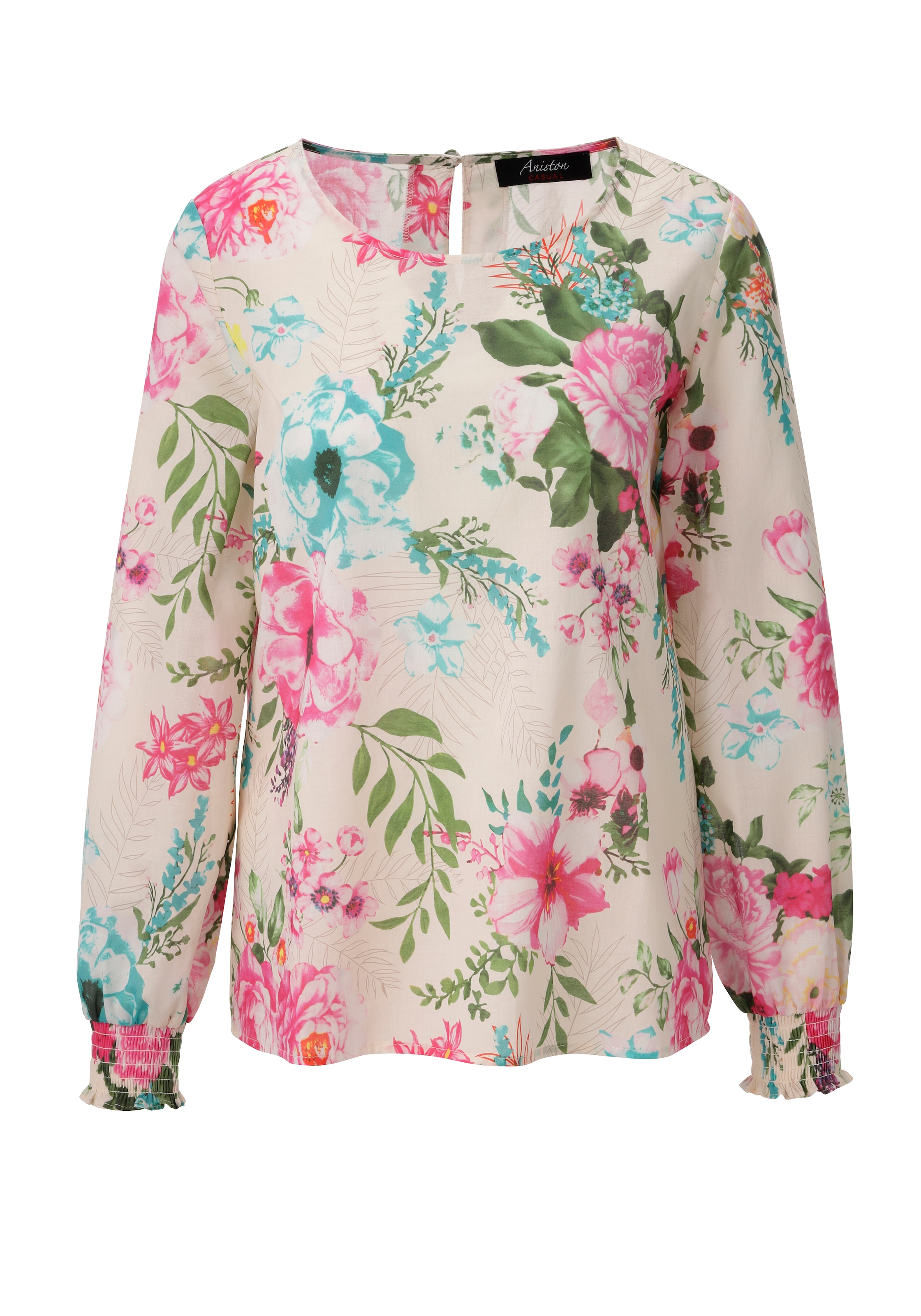 Aniston CASUAL Schlupfbluse mit farbenfrohem Blumendruck - jedes Teil ein Unikat - NEUE KOLLEKTION