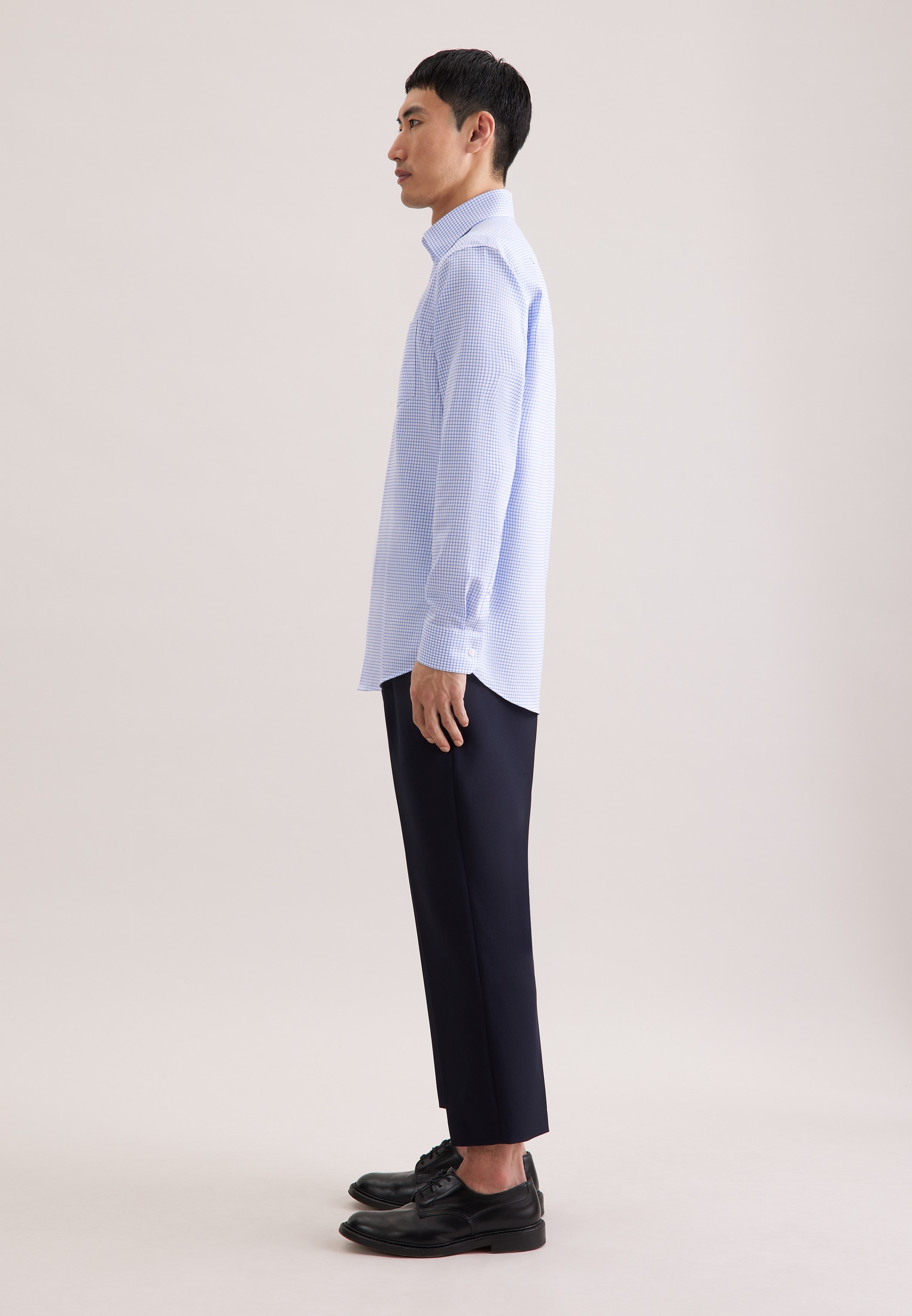 seidensticker Businesshemd »Schwarze Rose« Regular 1/1 Covered-Button-Down-Kragen Karo