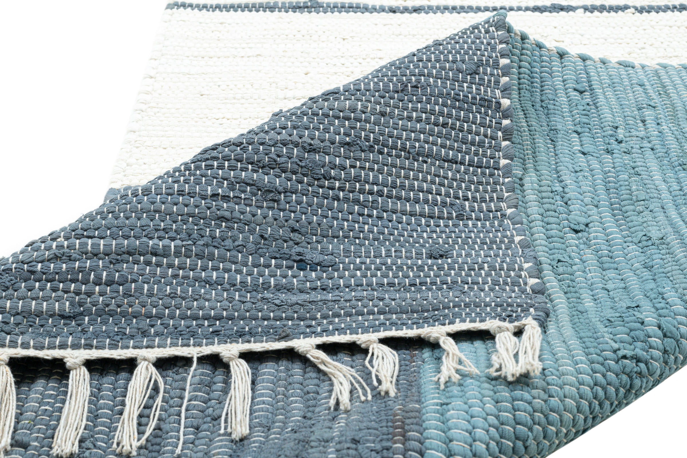 THEKO Fransen reine kaufen Läufer Handweb Flachgewebe, »Stripe rechteckig, mit Baumwolle, Cotton«, handgewebt,