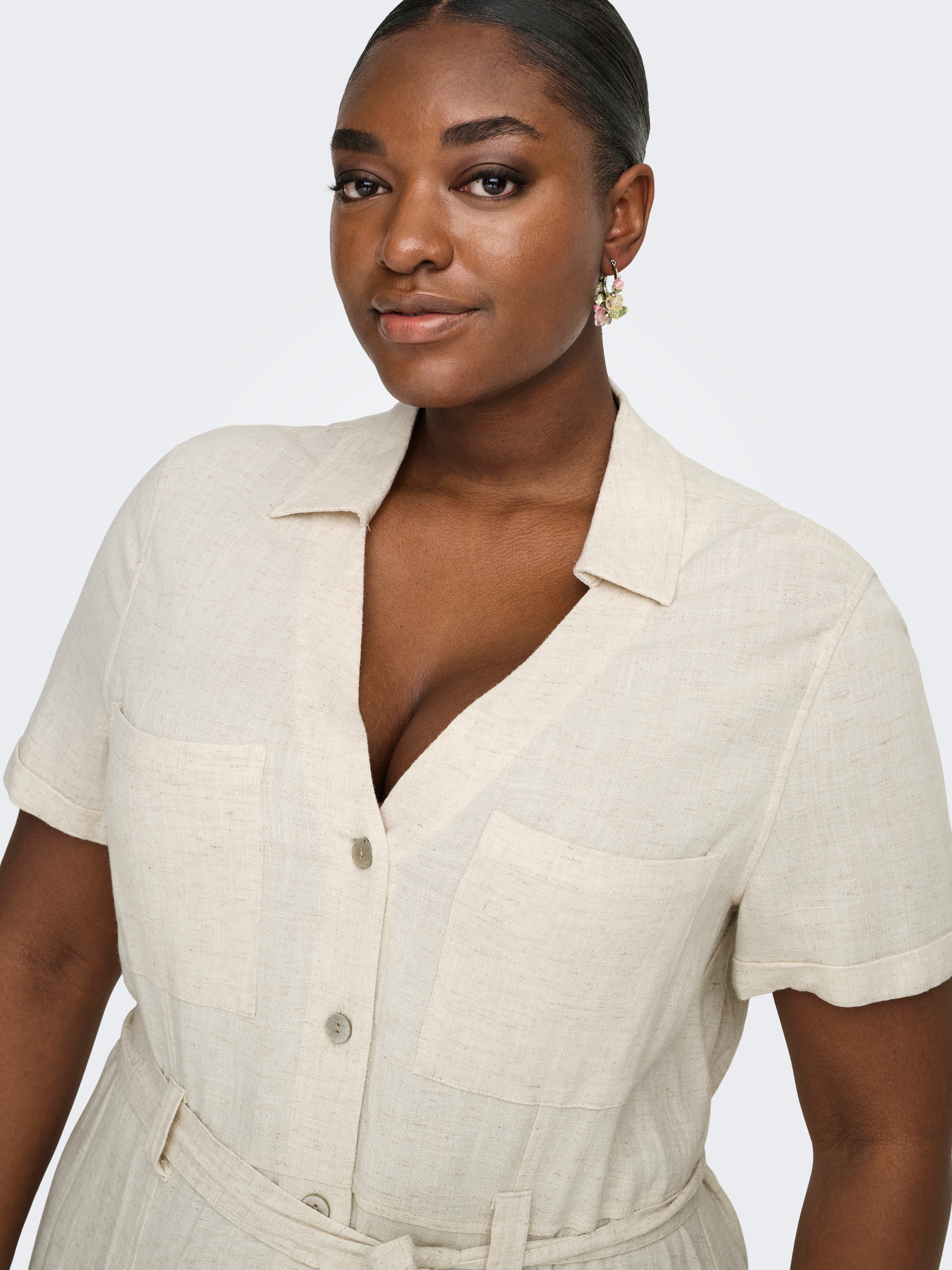 ONLY CARMAKOMA Robe chemisier »CARSIESTA SS LIN BL SHIRT DRESS PNT NOOS«