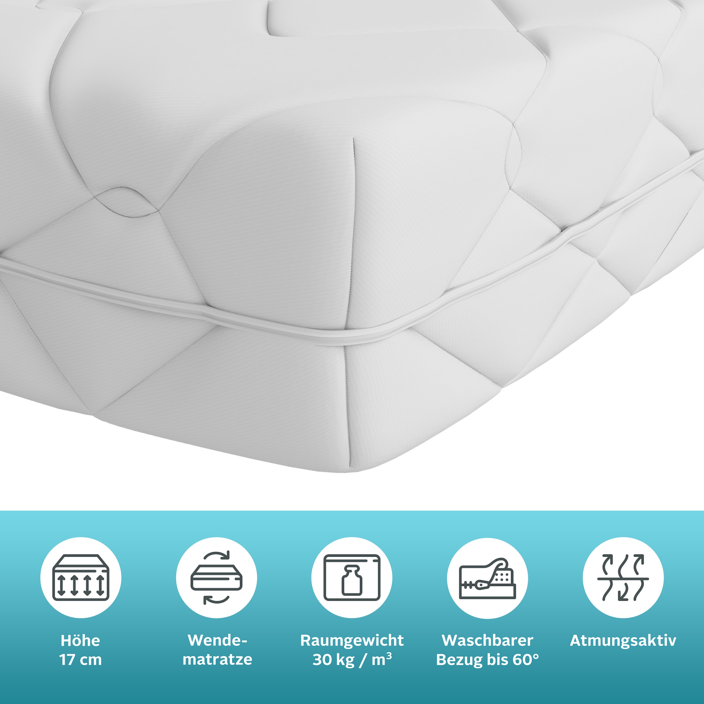 GOODproduct »Luxus 17,  7 Zonen Matratze 90x200 cm, 140x200 cm & weitere Grössen« 17 cm hoch Raumgewicht: 30 kg/m³ 1-tlg., 1 Stk. tlg. Wendematratzen H2 / H3 / H4, ergonomisch, atmungsaktiv
