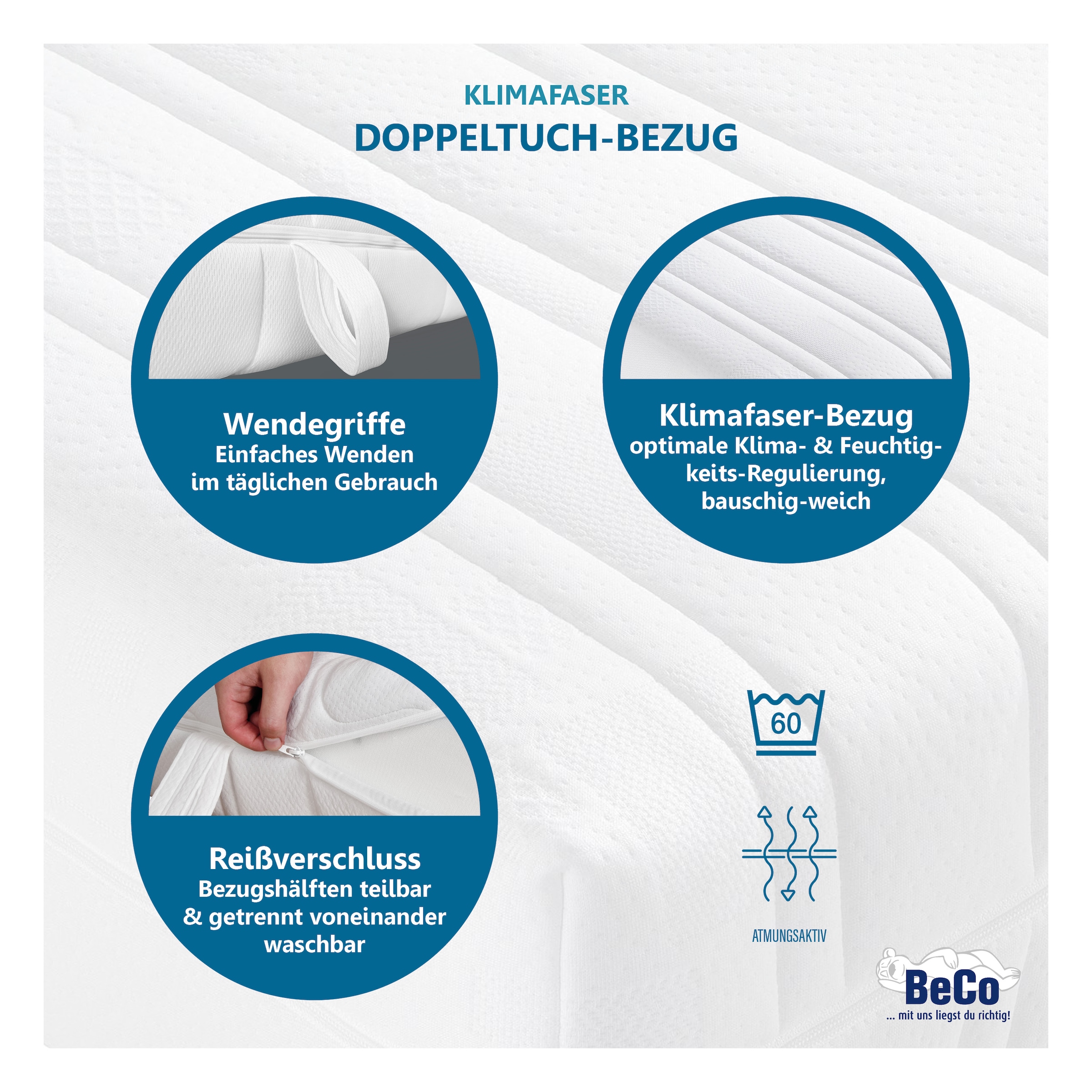 Beco Matelas à ressorts ensachés »BodyMax« 22 cm hoch 480 Federn 1 cuis tlg. komfortable Matratze in 90x200, 140x200 cm und weiteren Grössen