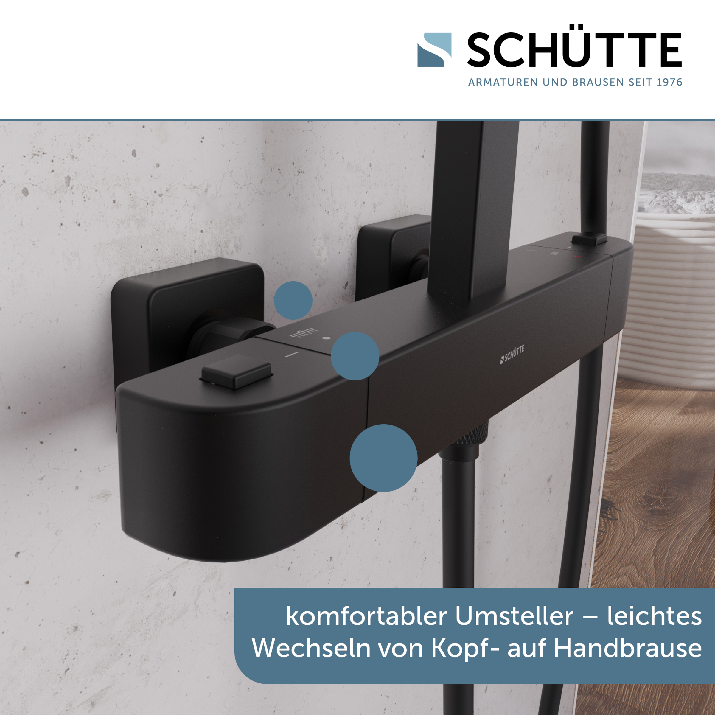 Schütte Duschsystem »GRAN CANARIA« Komplett-Set,  Regendusche 30x20 cm, Umsteller, Antikalk, 3 Strahlarten, Thermostat
