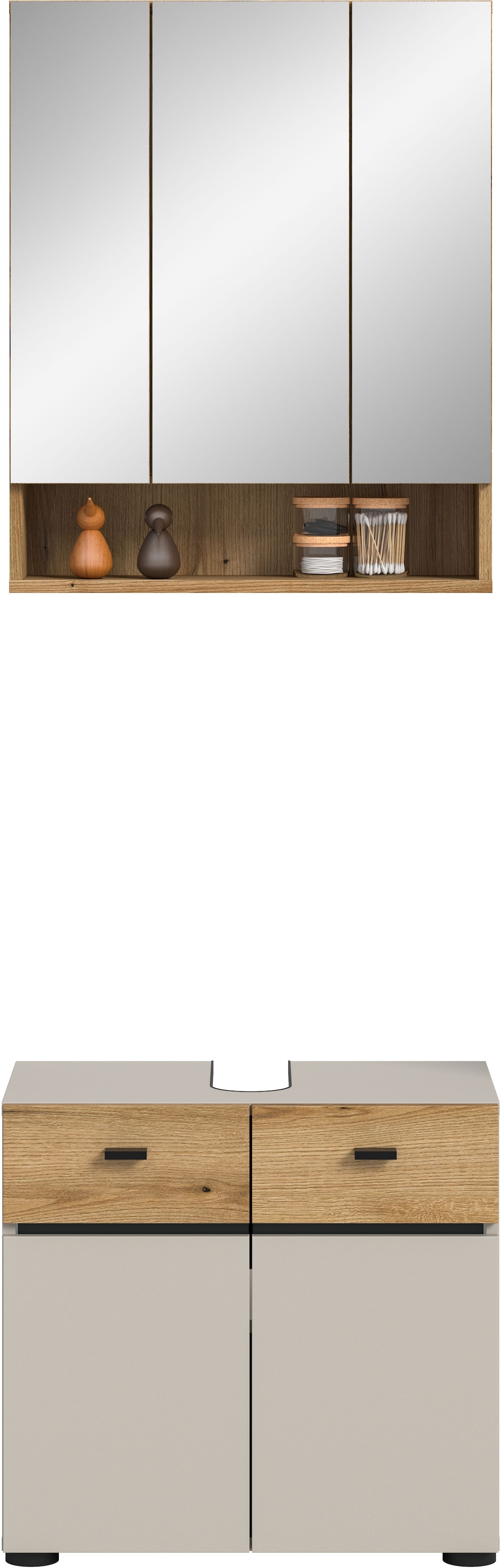 welltime Ensemble de meubles de salle de bain »VANN, 2-teilige moderne Badkombination« 1x Waschbeckenunterschrank, 1x Spiegelschrank, 2 cuis tlg.