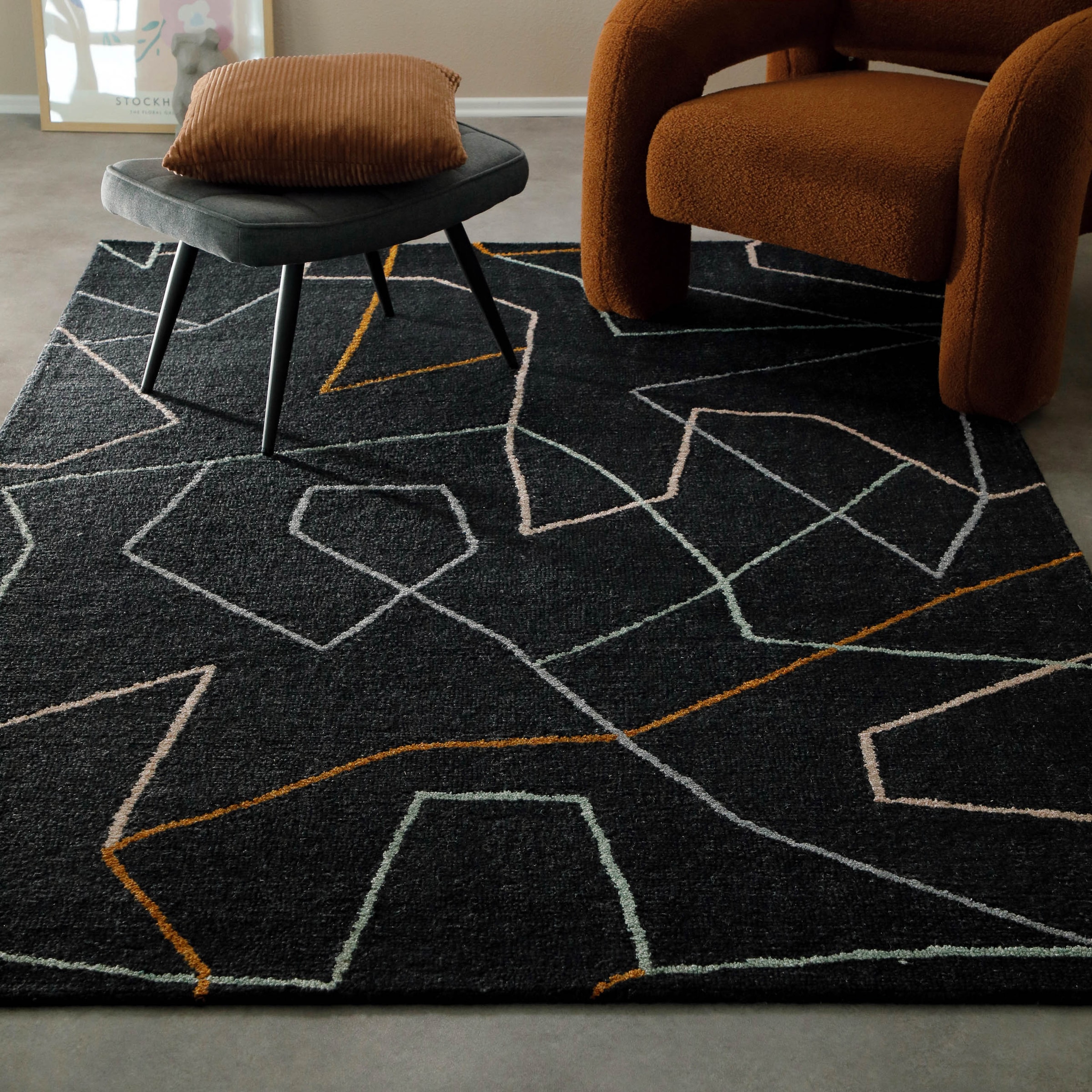 Image of Wecon home Teppich "Nox" rechteckig 6 mm Höhe Wollteppich, abstrakt, hochwertig, handgetuftet, robust, modern