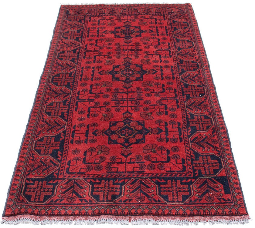 Image of morgenland Orientteppich »Afghan - Kunduz - 190 x 83 cm - dunkelrot«, rechteckig, 7 mm Höhe, Wohnzimmer, Handgeknüpft, Einzelstück mit Zertifikat bei Ackermann Versand Schweiz