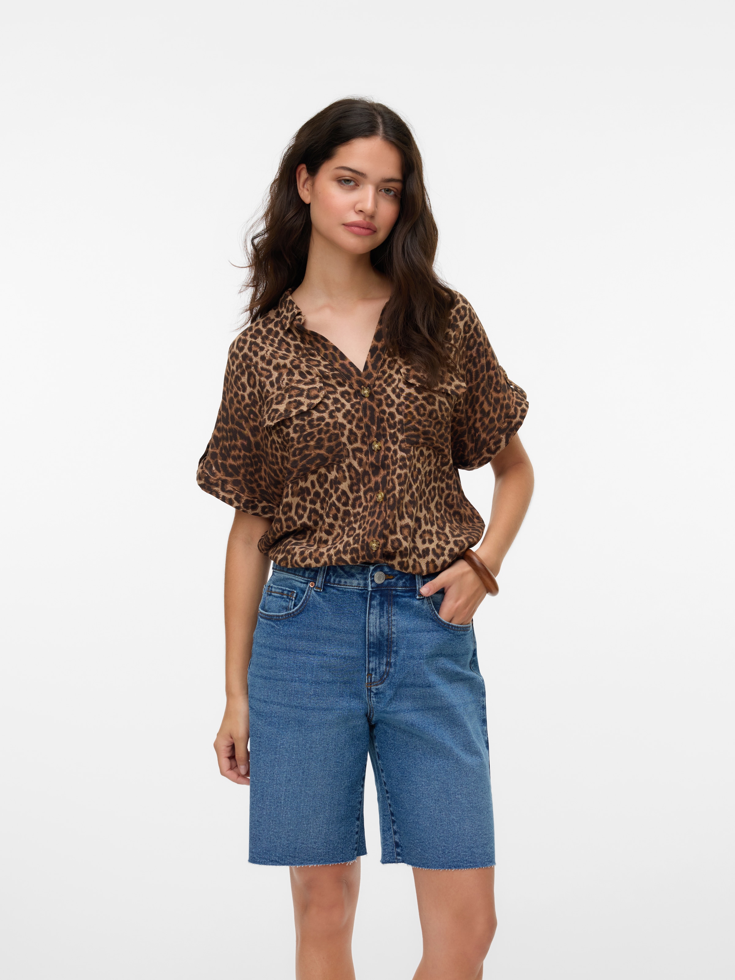 Image of Vero Moda Kurzarmbluse "VMBUMPY SS SHIRT AOP WVN GA NOOS" Viskose, regular fit
