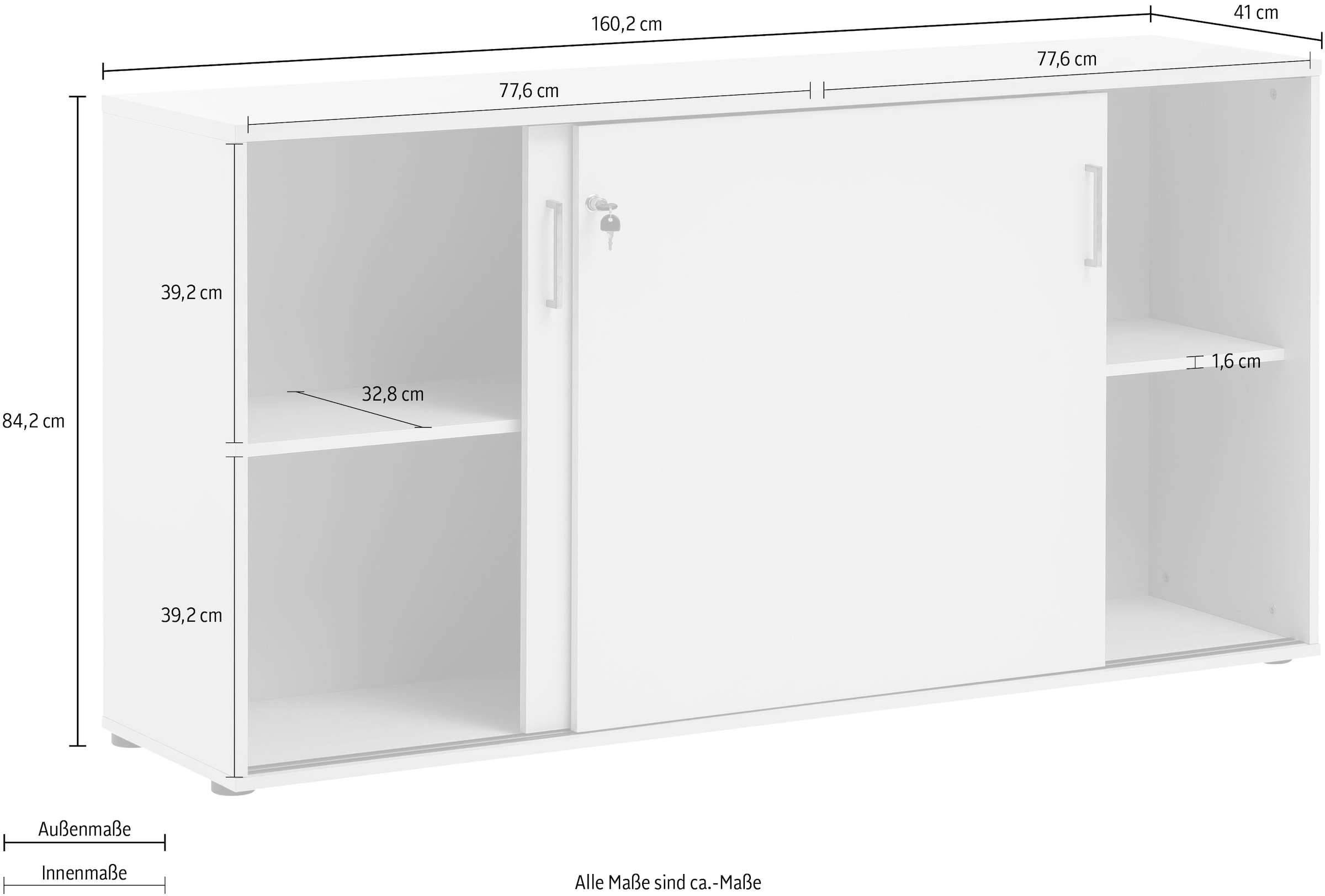 Schildmeyer Aktenschrank »Serie 1500 made in Germany«, abschliessbare Kommode, Masse B160,2 x T41 x H84,2 cm, Made in Germany