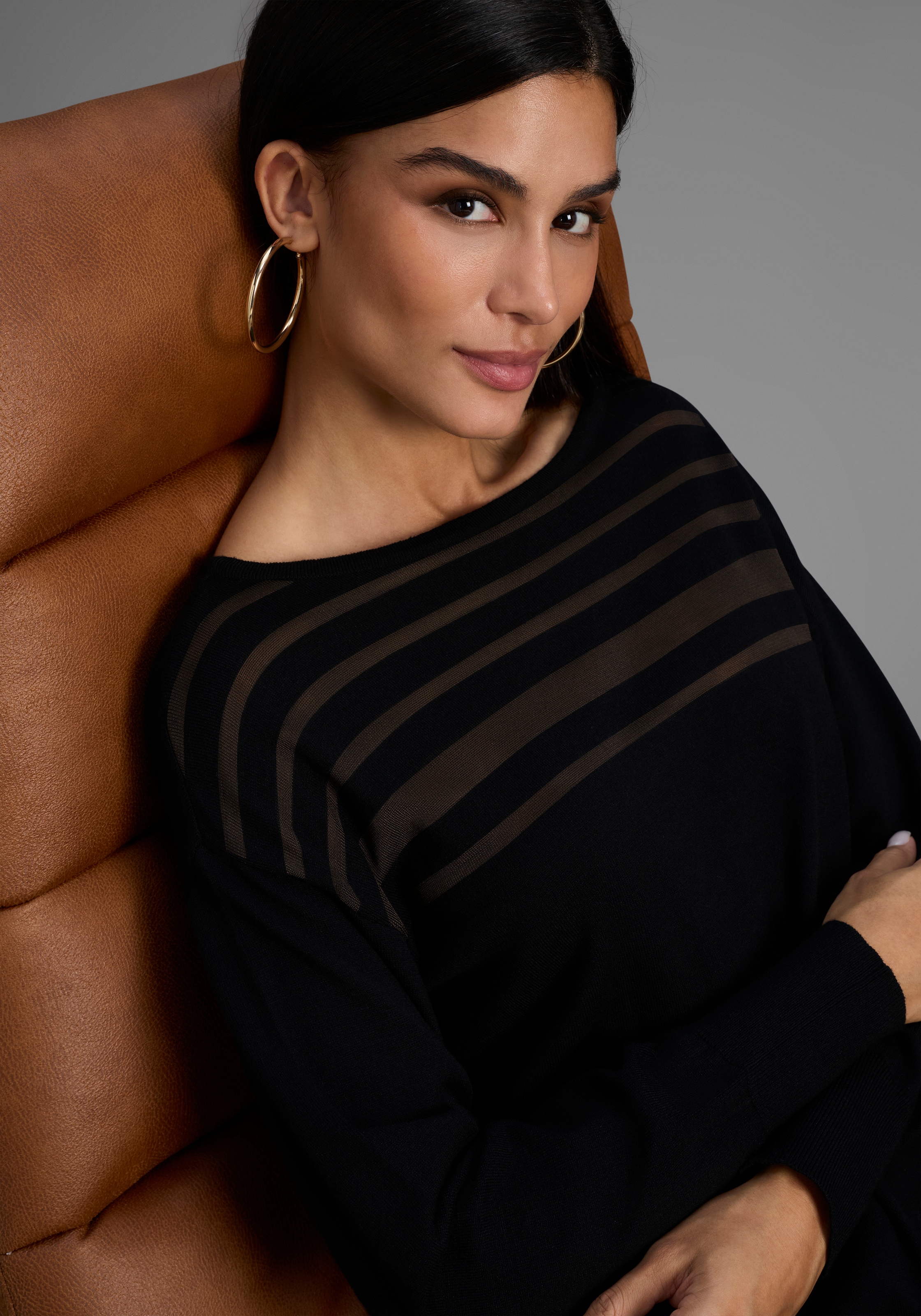Laura Scott Strickpullover, mit Meshstreifen - NEUE KOLLEKTION