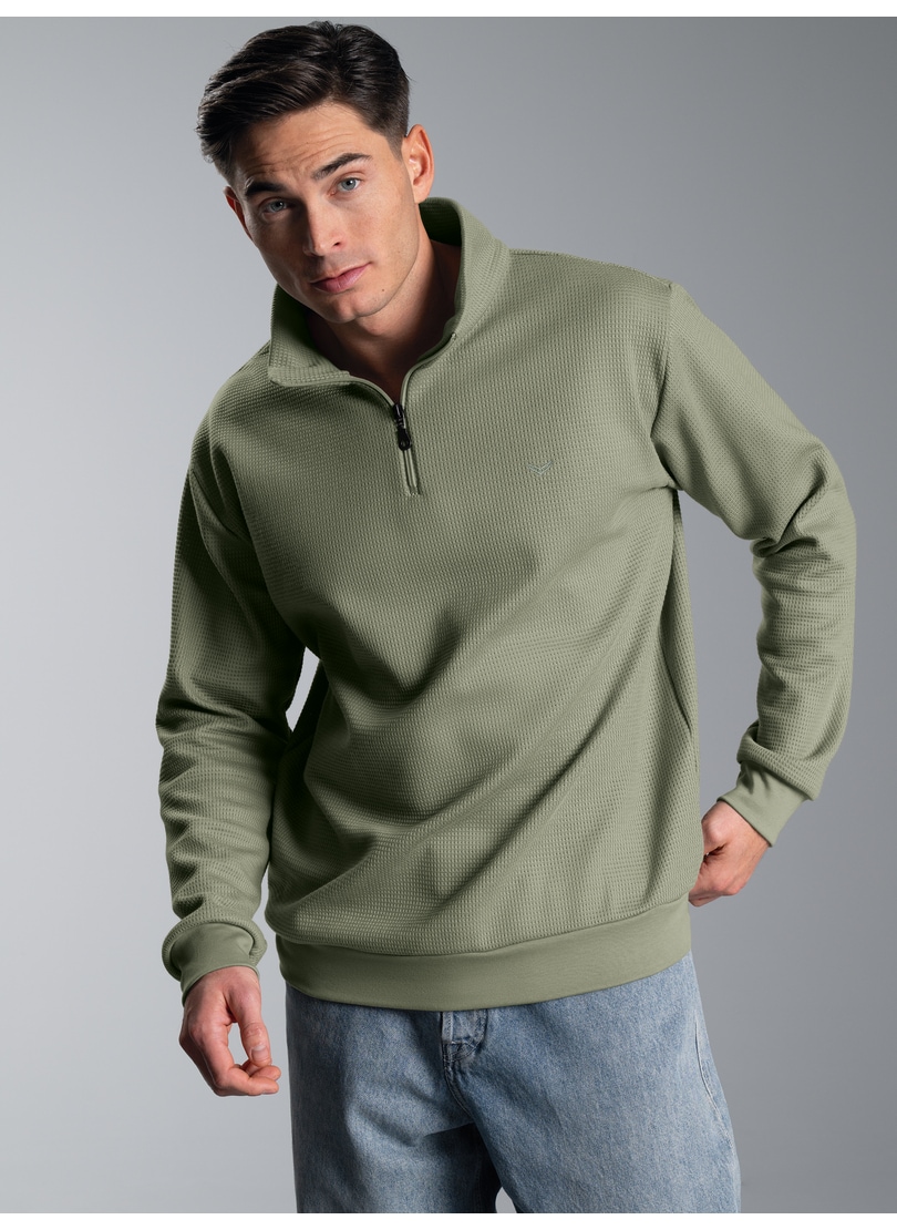 Trigema Sweat-shirt »TRIGEMA Troyer in Waffeloptik«
