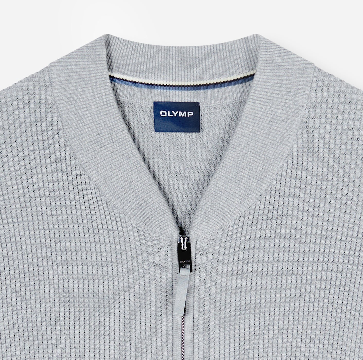 OLYMP Cardigan »Casual« Mélange de coton, col côtelé, coupe régulière