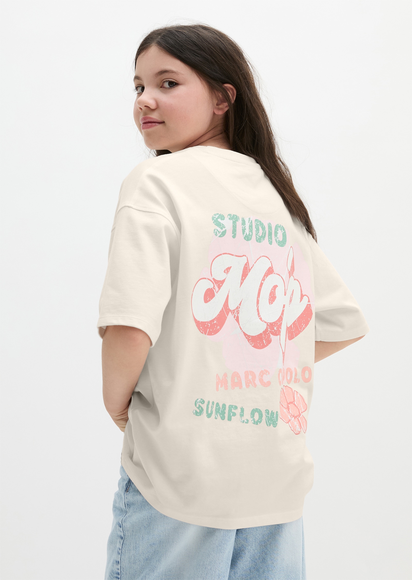 Marc O'Polo T-Shirt kontrastfarbener Rückenprint, relaxed fit, Rundhals