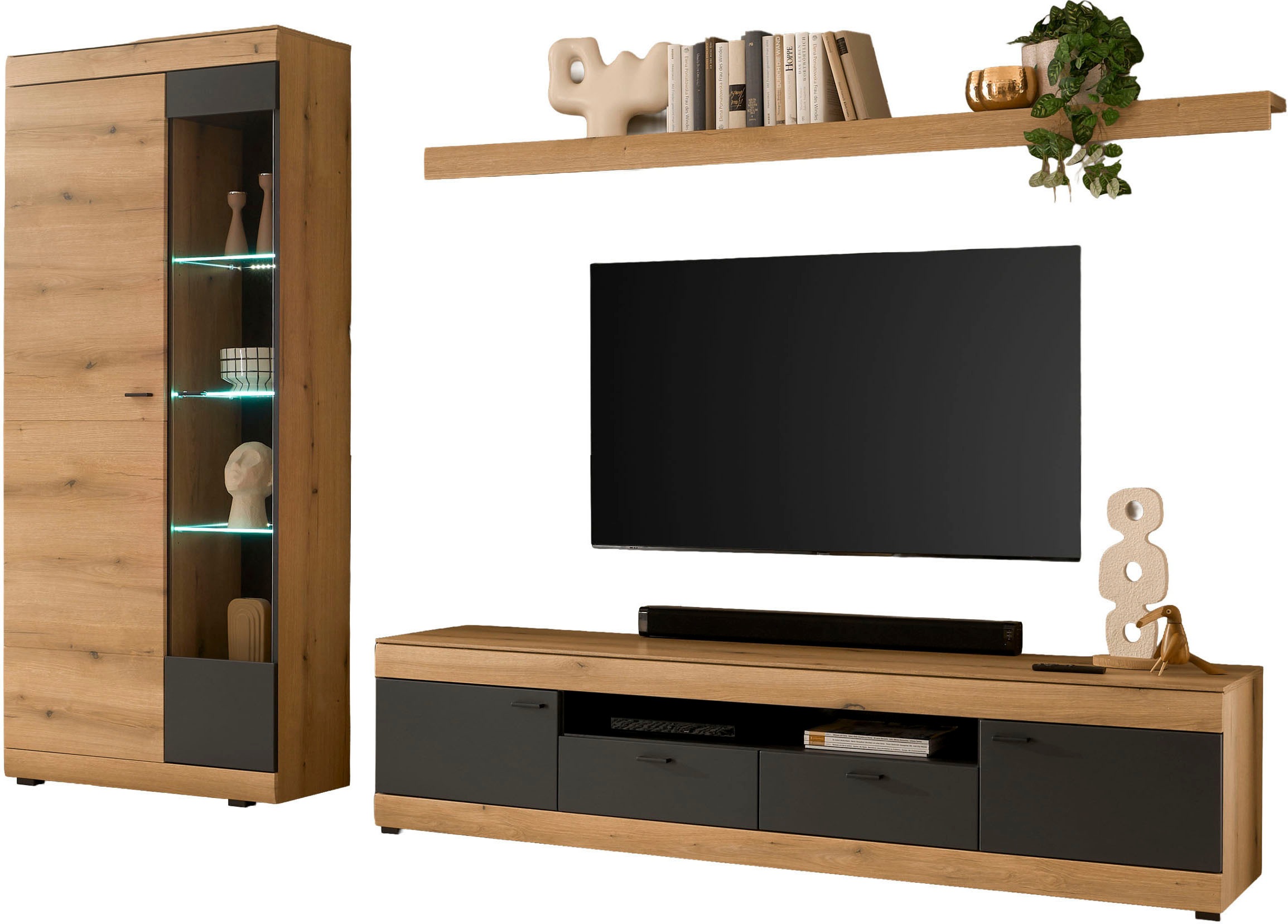 Home affaire Wohnwand »Soleto, zeitlose Anbauwand, Komplettset im modernen Stil« Komplett-Set, 3 Stk. tlg.