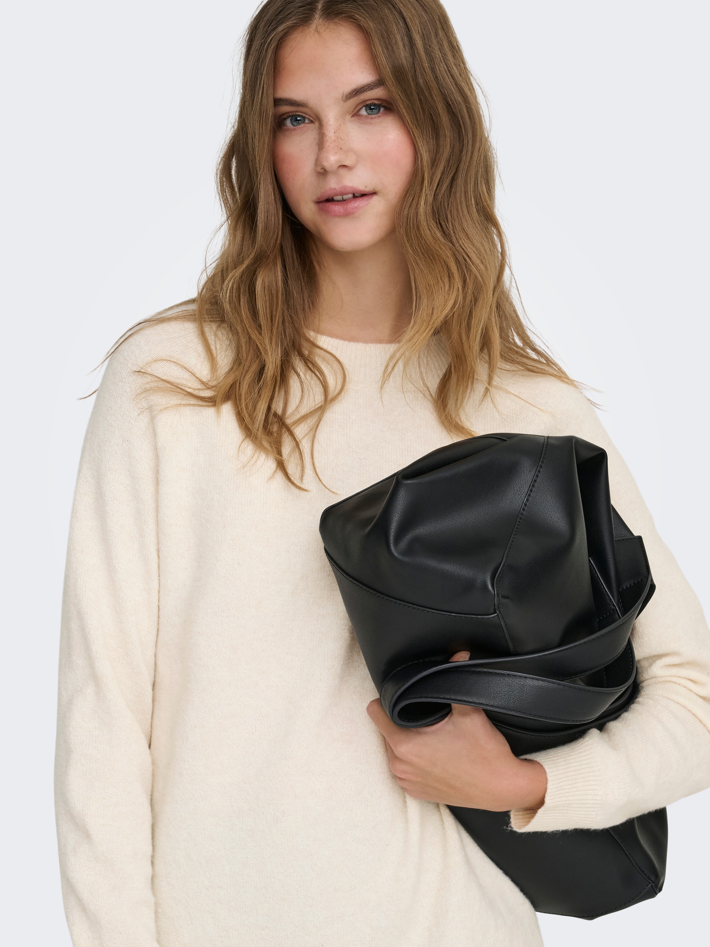 ONLY Rundhalspullover »ONLRICA LIFE L/S PULLOVER  KNT NOOS« Materialmix, regular fit