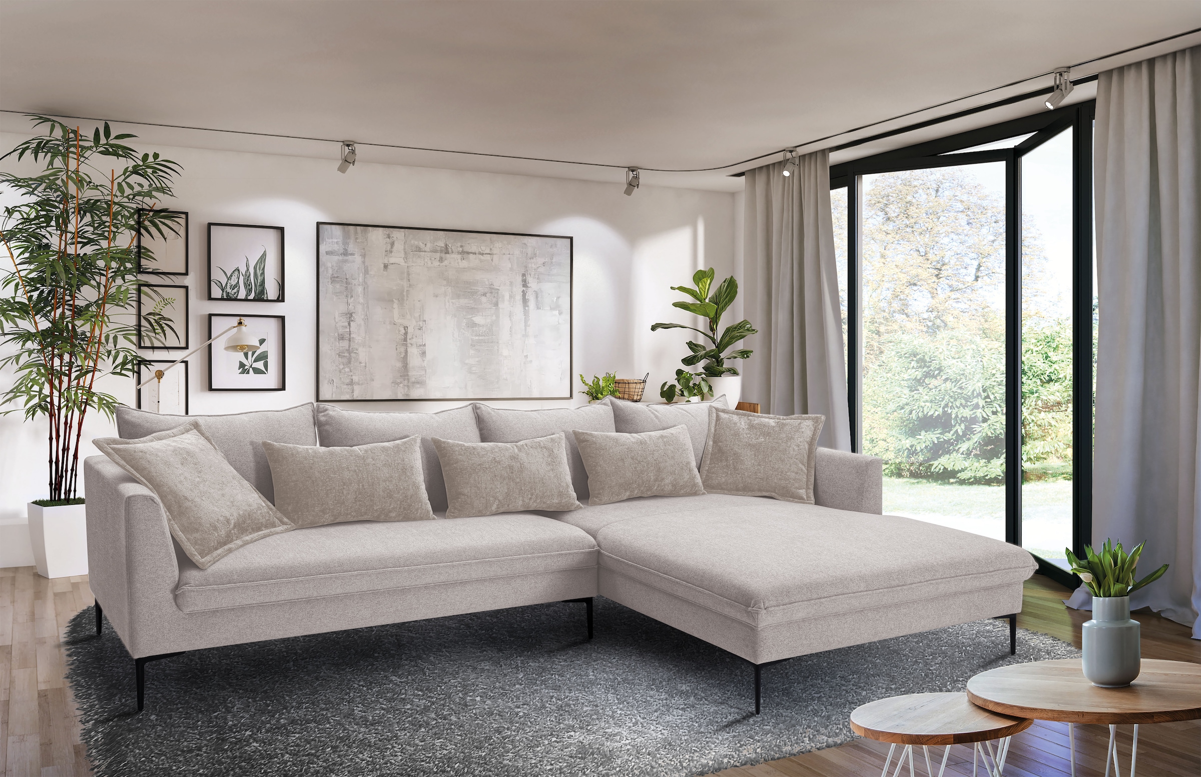 exxpo - sofa fashion Ecksofa »Piazza, elegant und edel, Designsofa mit tollem Sitzkomfort,«, (2 St.), Longchair Ecke in hochwertiger Verarbeitung, Stellmasse 321x187cm