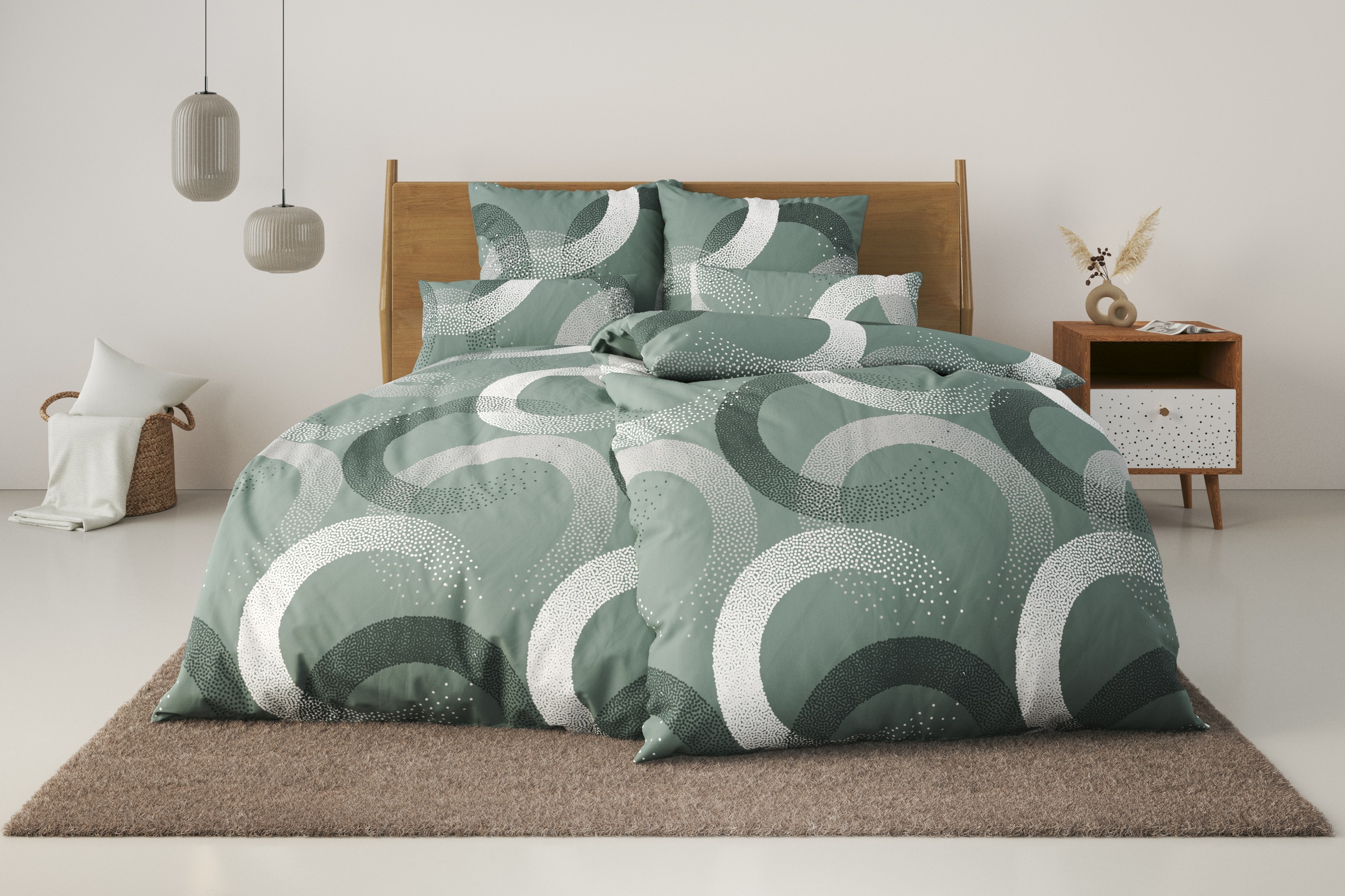OTTO home Bettwäsche "Balisa" 2 Stk. ab Größe 135x200 cm, aus 100% Baumwolle, Bettwäsche mit Kreisen