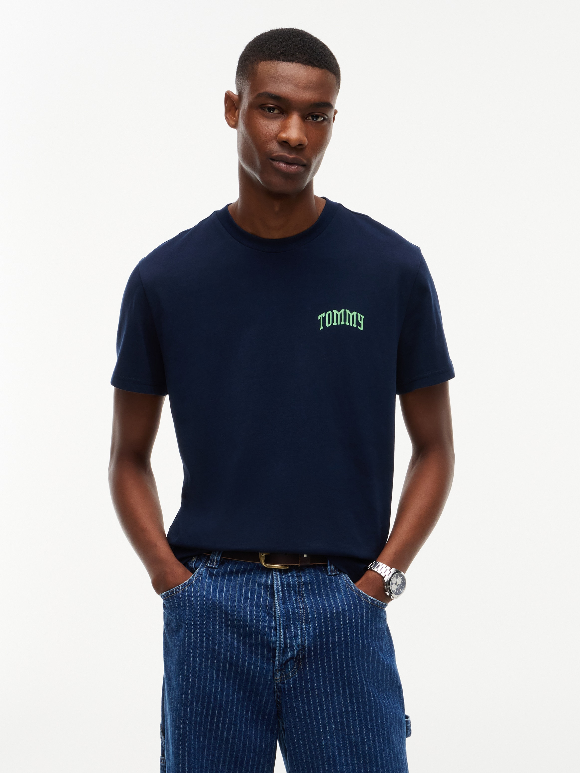 Image of Tommy Jeans T-Shirt "TJM SLIM FIT TOMMY" Jersey, Rundhals, schmal geschnitten