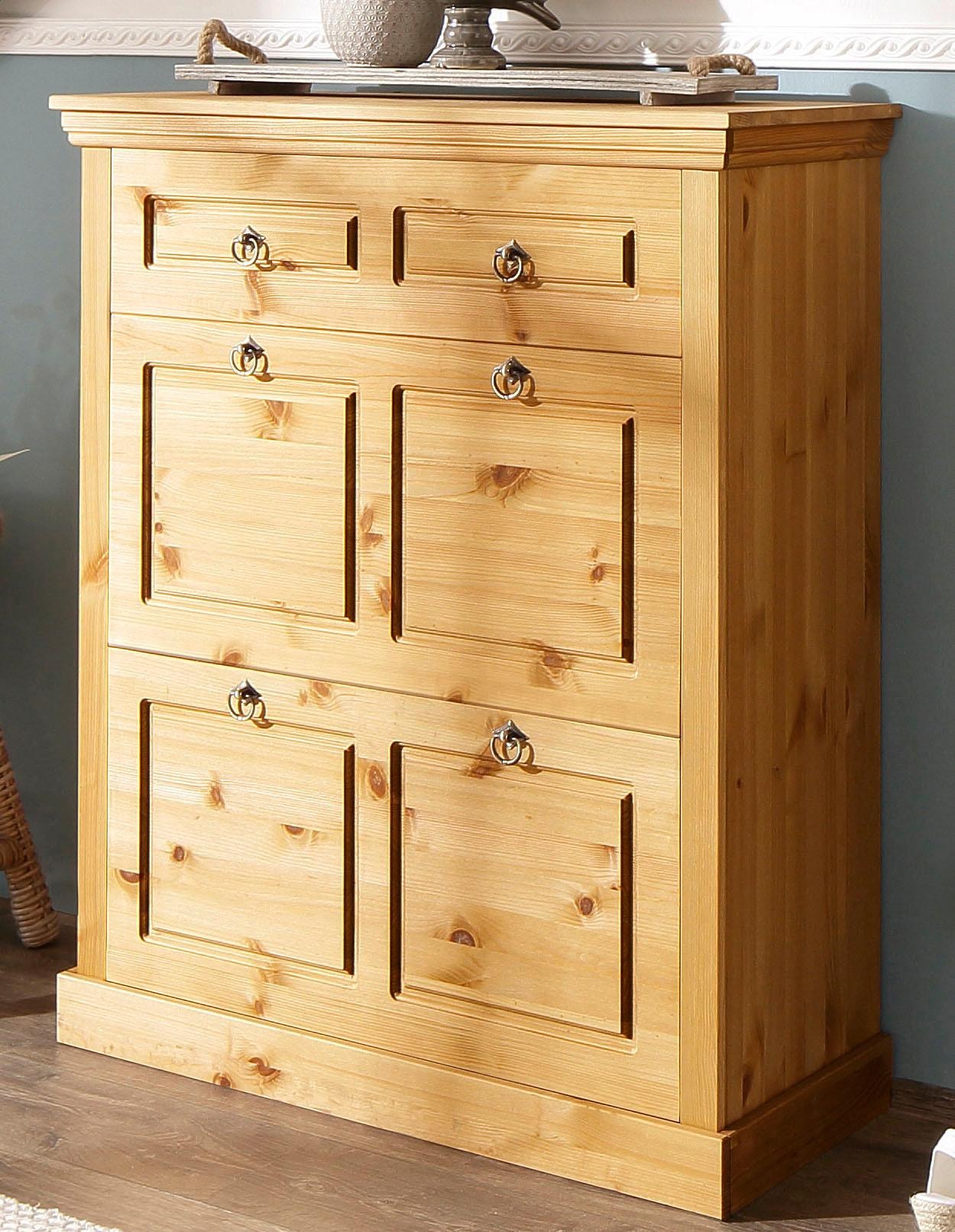 GOODproduct Armoire à chaussures »Basilico« aus massiver Kiefer, FSC®, Breite 90 cm, mit Schublade, Kassettenoptik