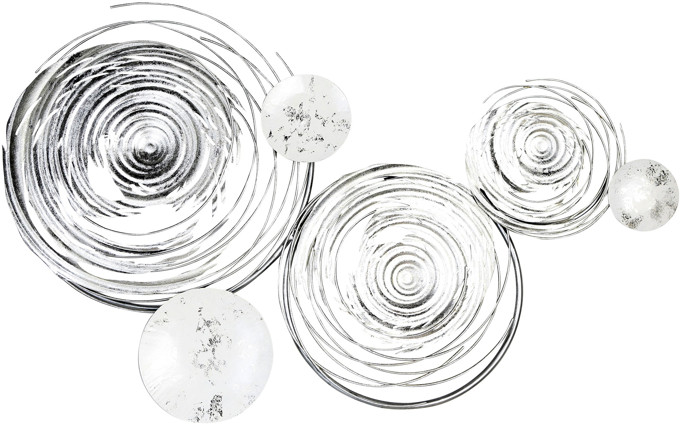 Wanddekoobjekt »Wandrelief Circles, weiss/silber«, aus Metall, dekorativ im Esszimmer...