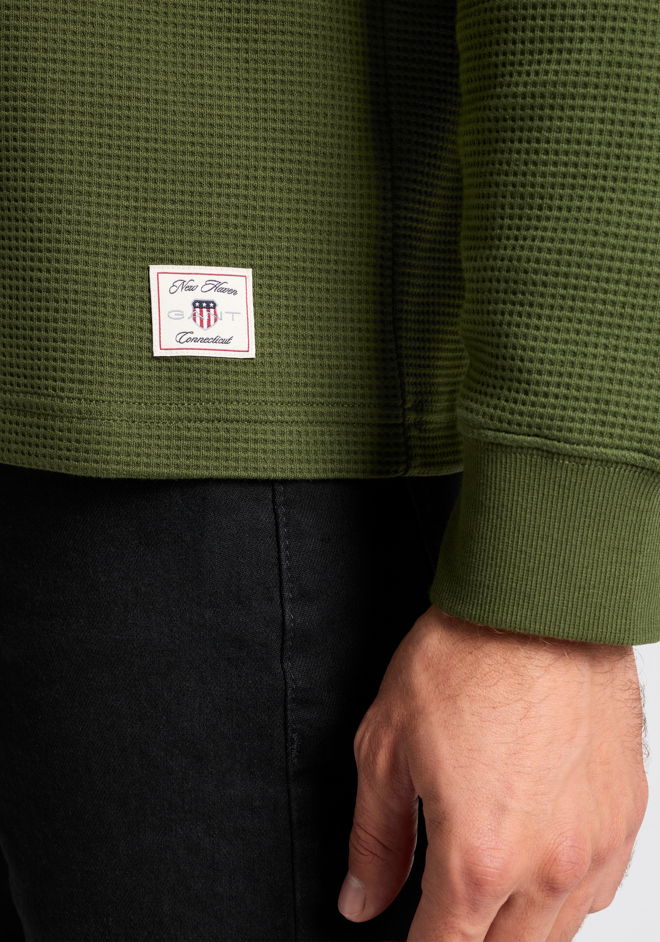 Gant T-shirt Henleys »WAFFLE LS HENLEY« Rundhalsausschnitt, Regular fit, Waffelstruktur