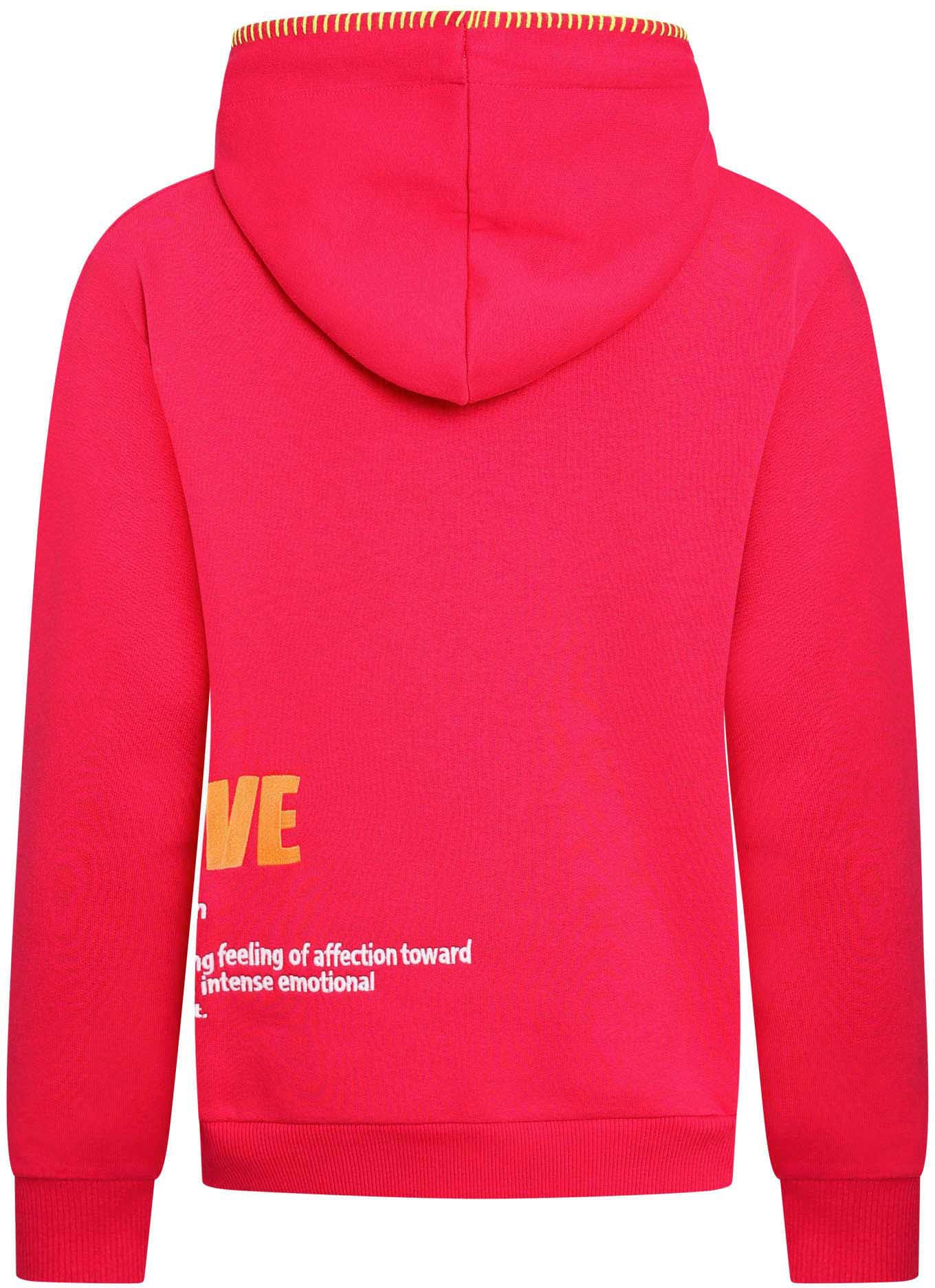 Zwillingsherz Sweatshirt, mit aufgestickten Herzen und auffälliger Kontrastnaht an der Kapuze