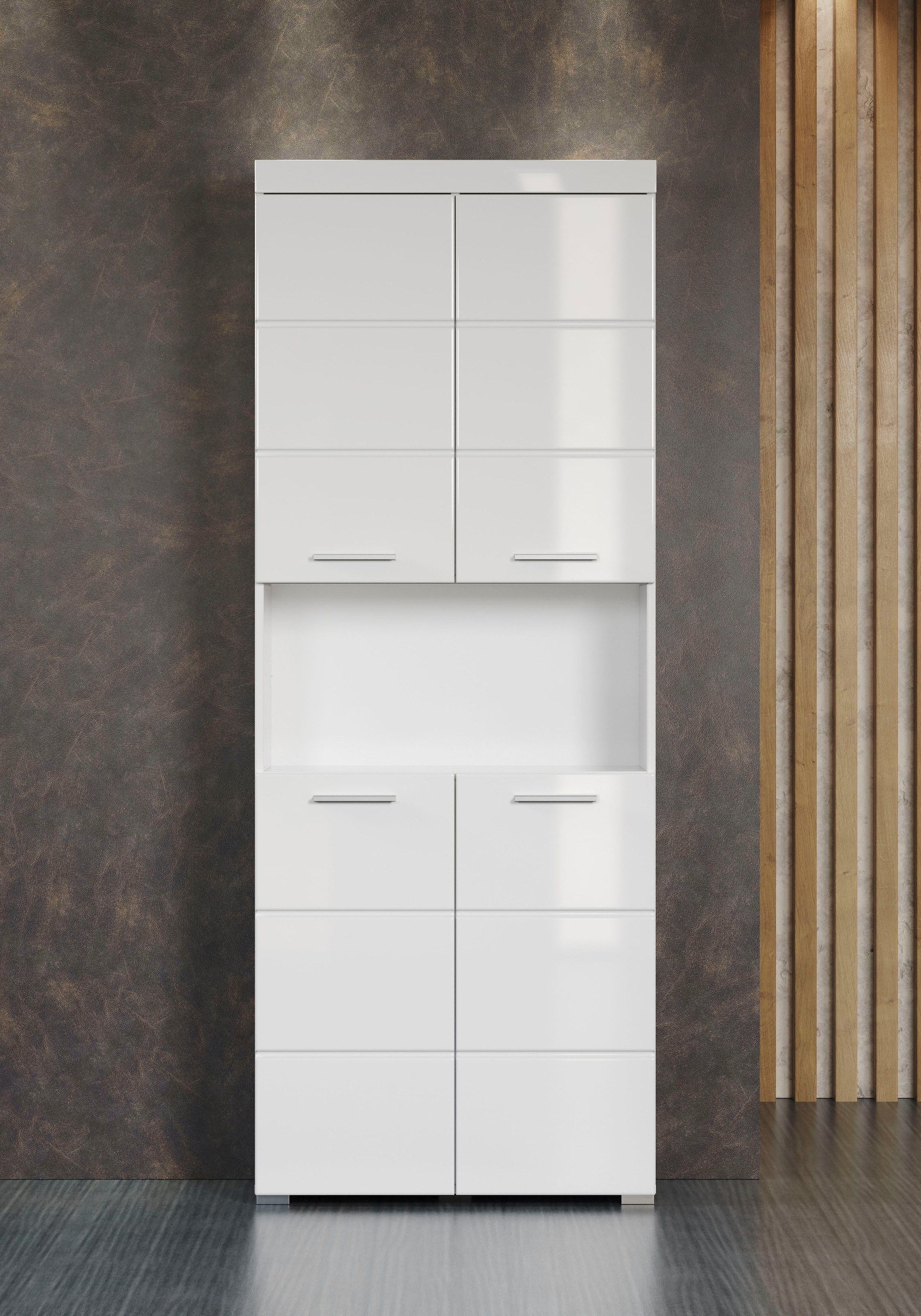 welltime Hochschrank »Avena«, Badschrank 4-türig mit o. Fach und 4 Einlegeböden - B/T/H 73/31/190 cm